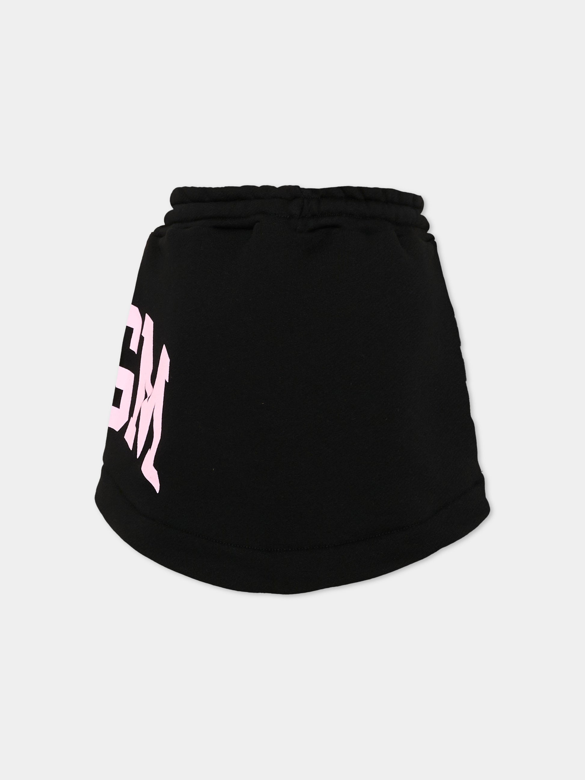 Gonna nera per bambina con logo rosa,Msgm Kids,F6MSJGSK033 110