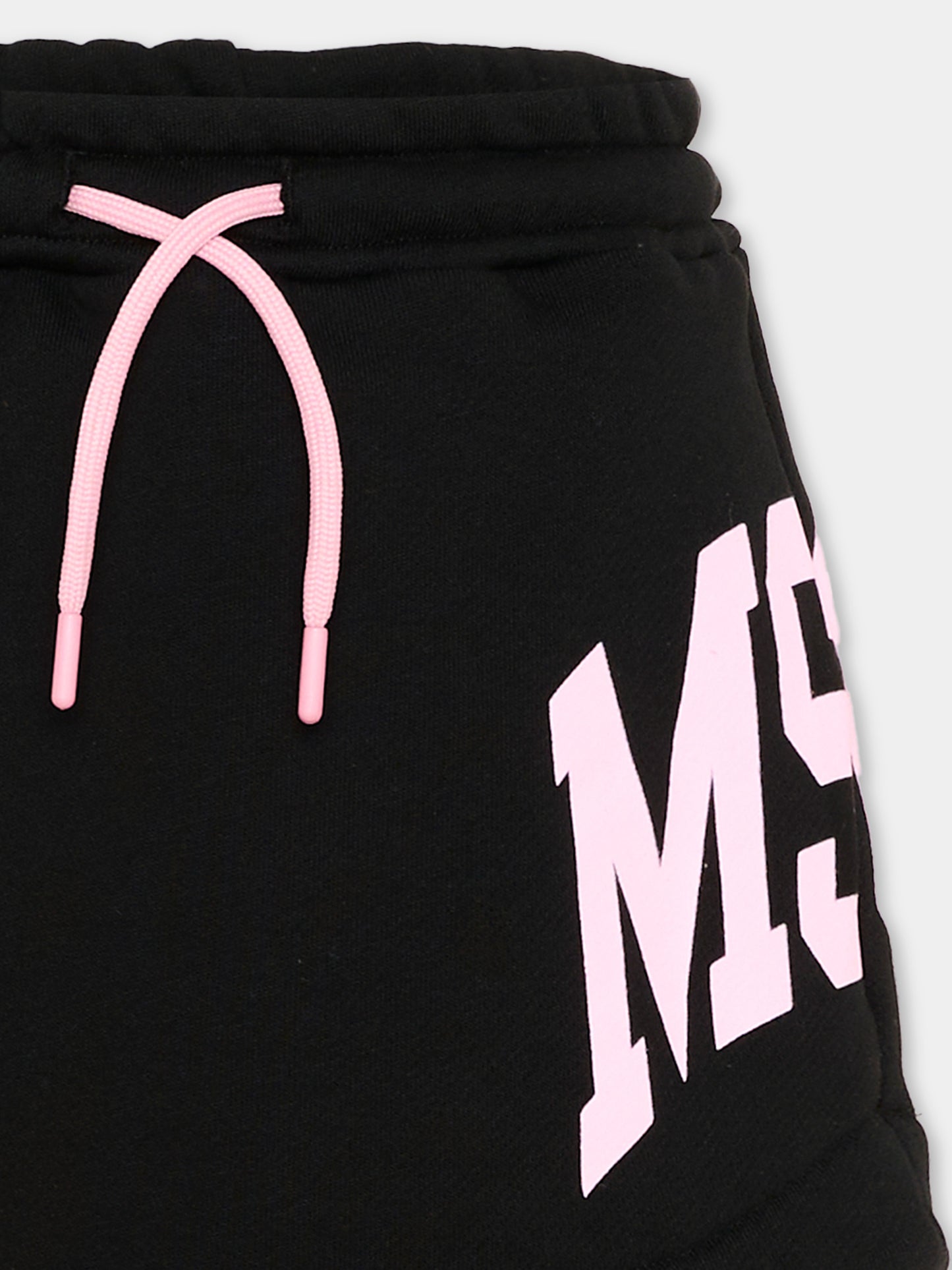 Gonna nera per bambina con logo rosa,Msgm Kids,F6MSJGSK033 110
