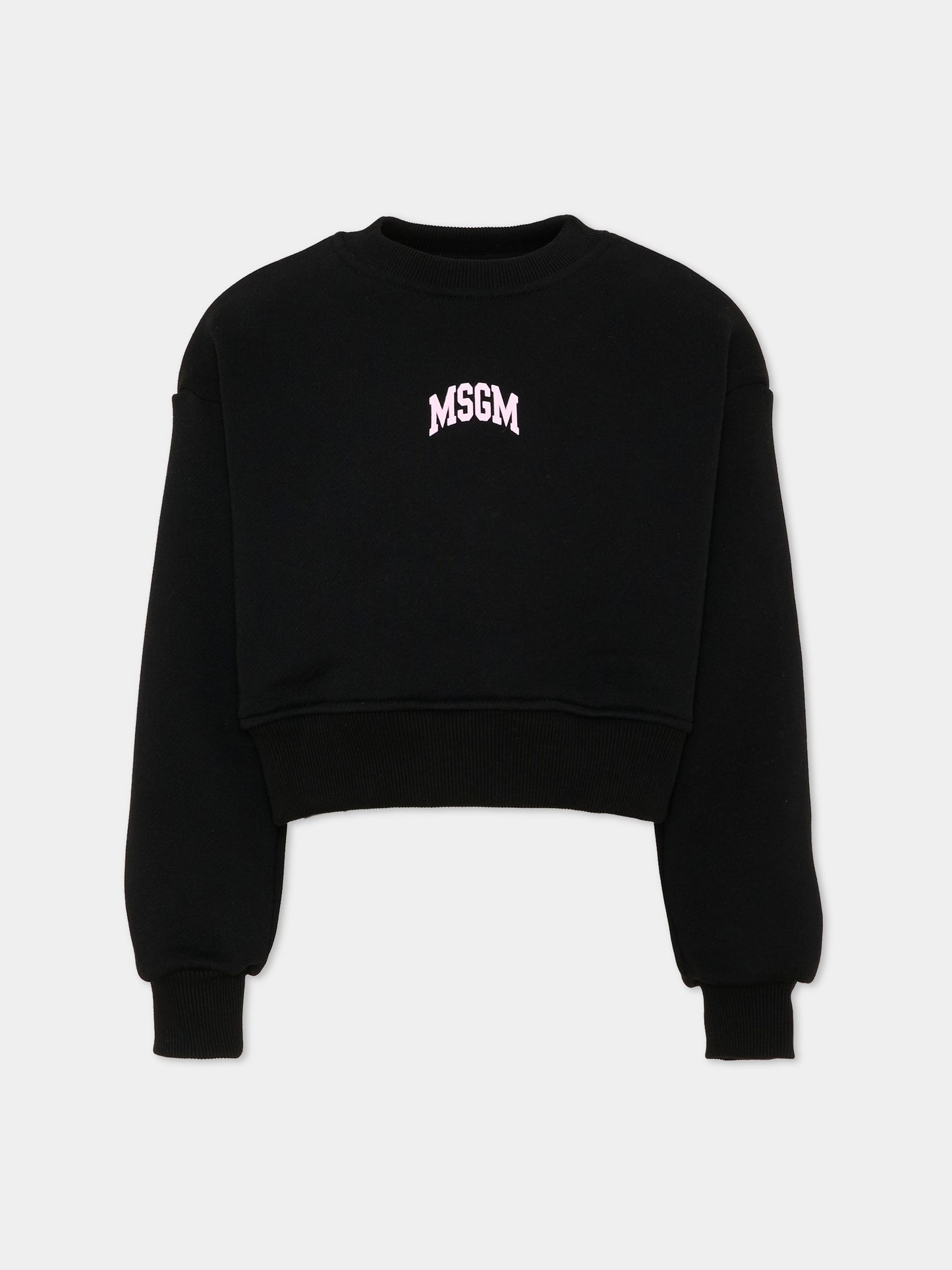 Felpa nera per bambina con logo,Msgm Kids,F6MSJGSW030 110