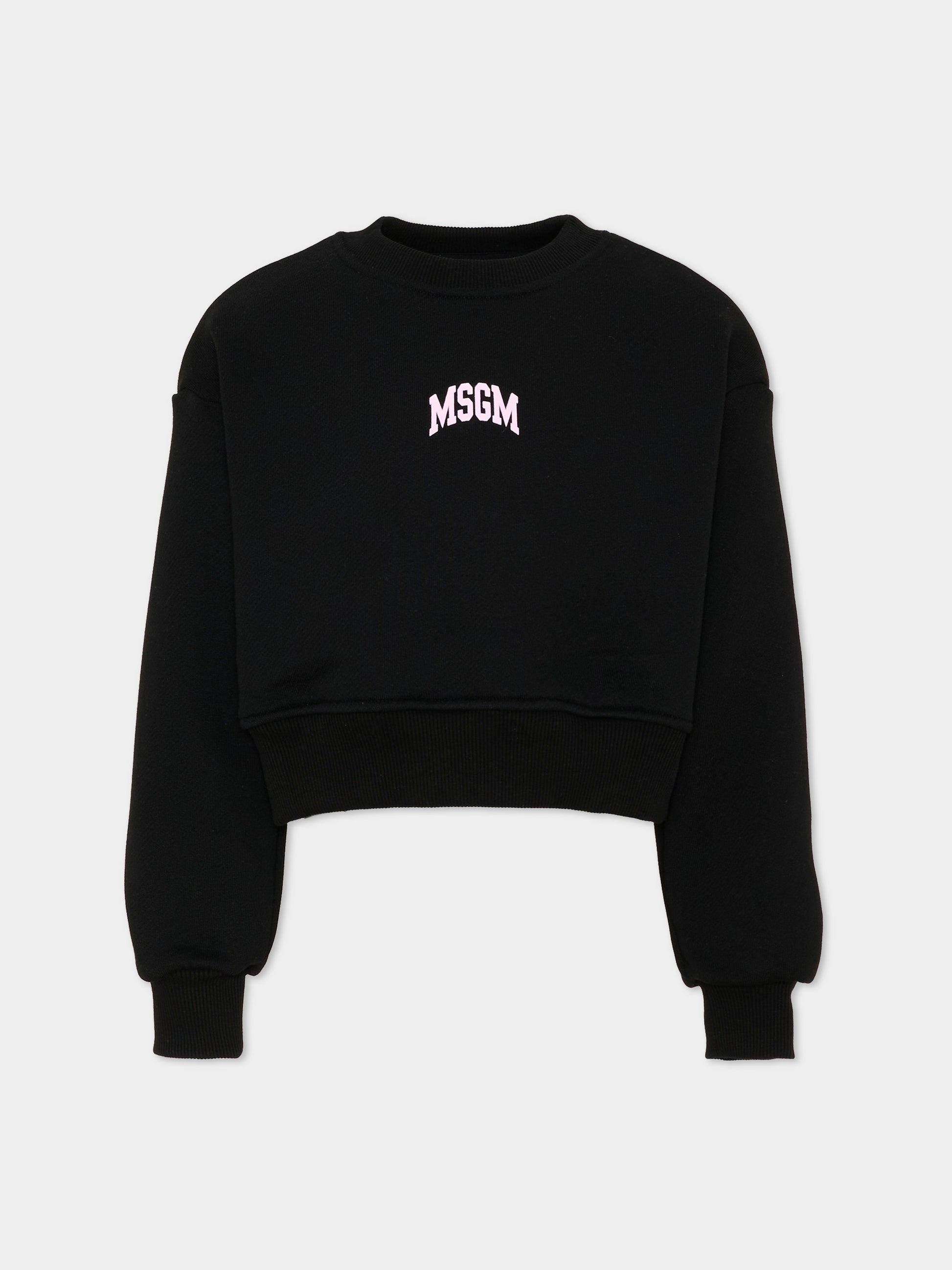 Felpa nera per bambina con logo,Msgm Kids,F6MSJGSW030 110