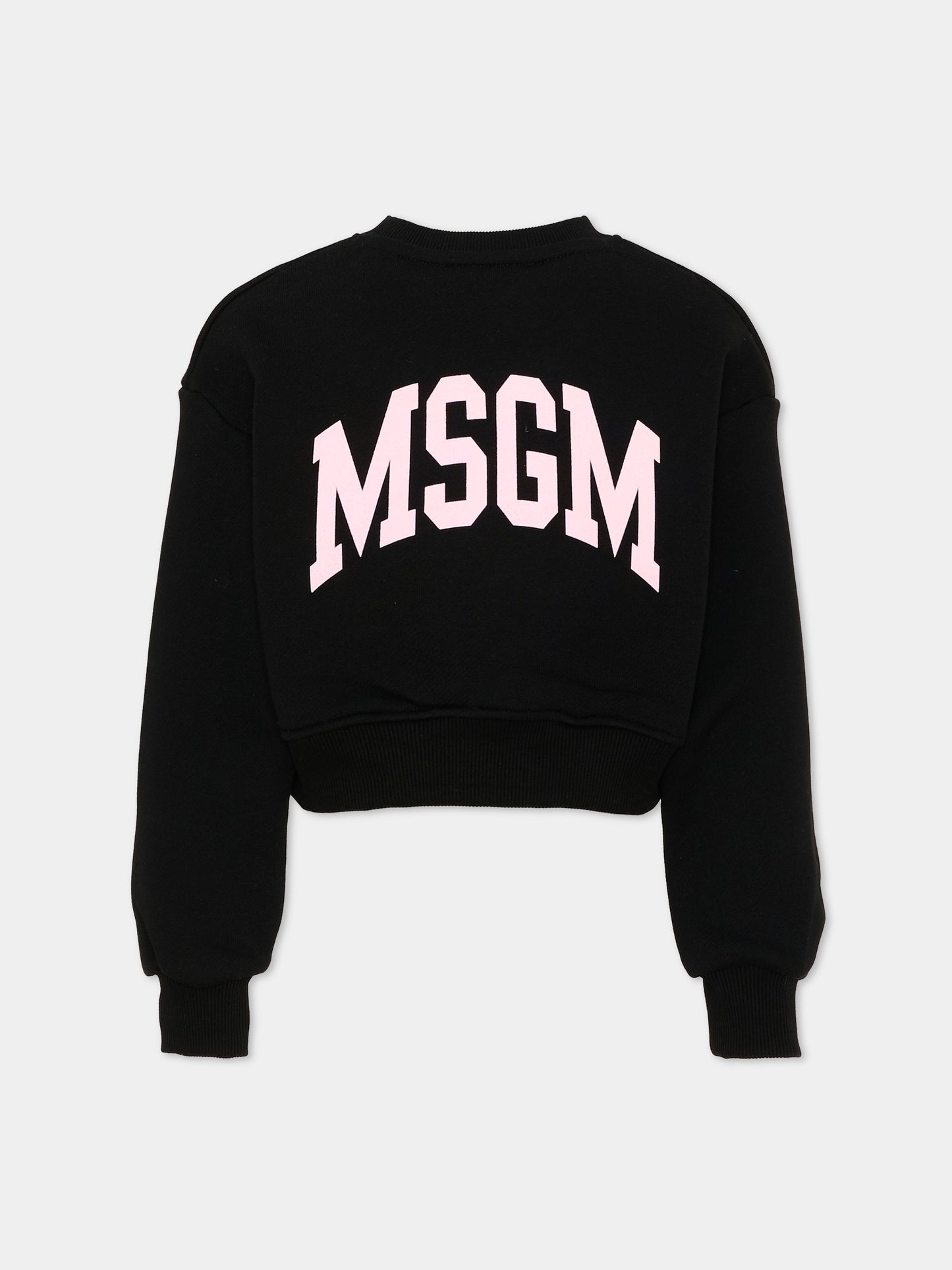 Felpa nera per bambina con logo,Msgm Kids,F6MSJGSW030 110