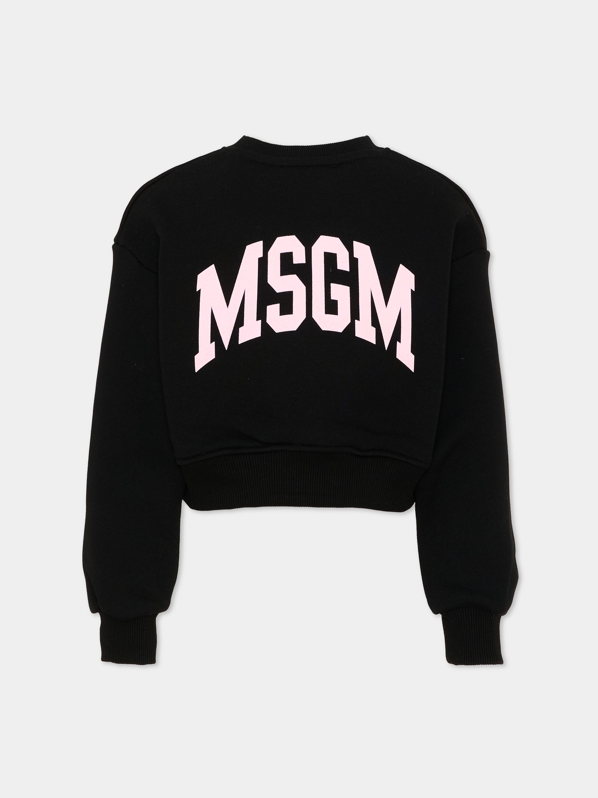 Felpa nera per bambina con logo,Msgm Kids,F6MSJGSW030 110