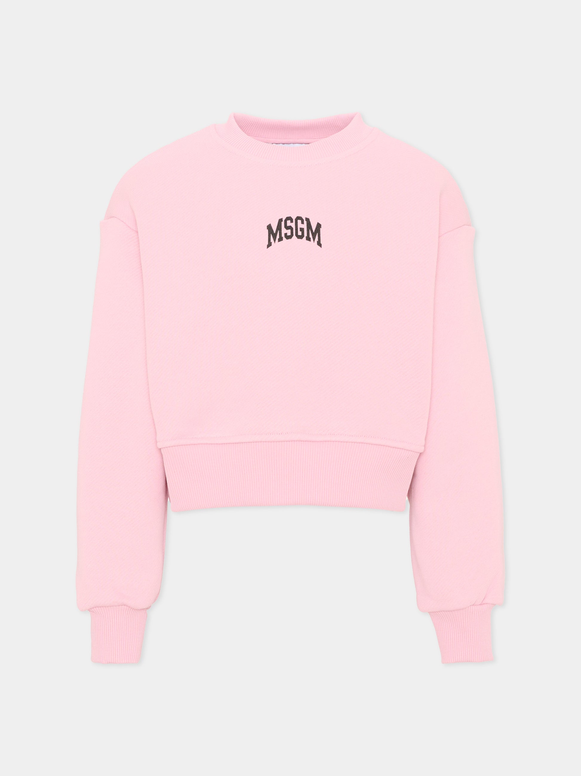Felpa rosa per bambina con logo,Msgm Kids,F6MSJGSW030 MS090