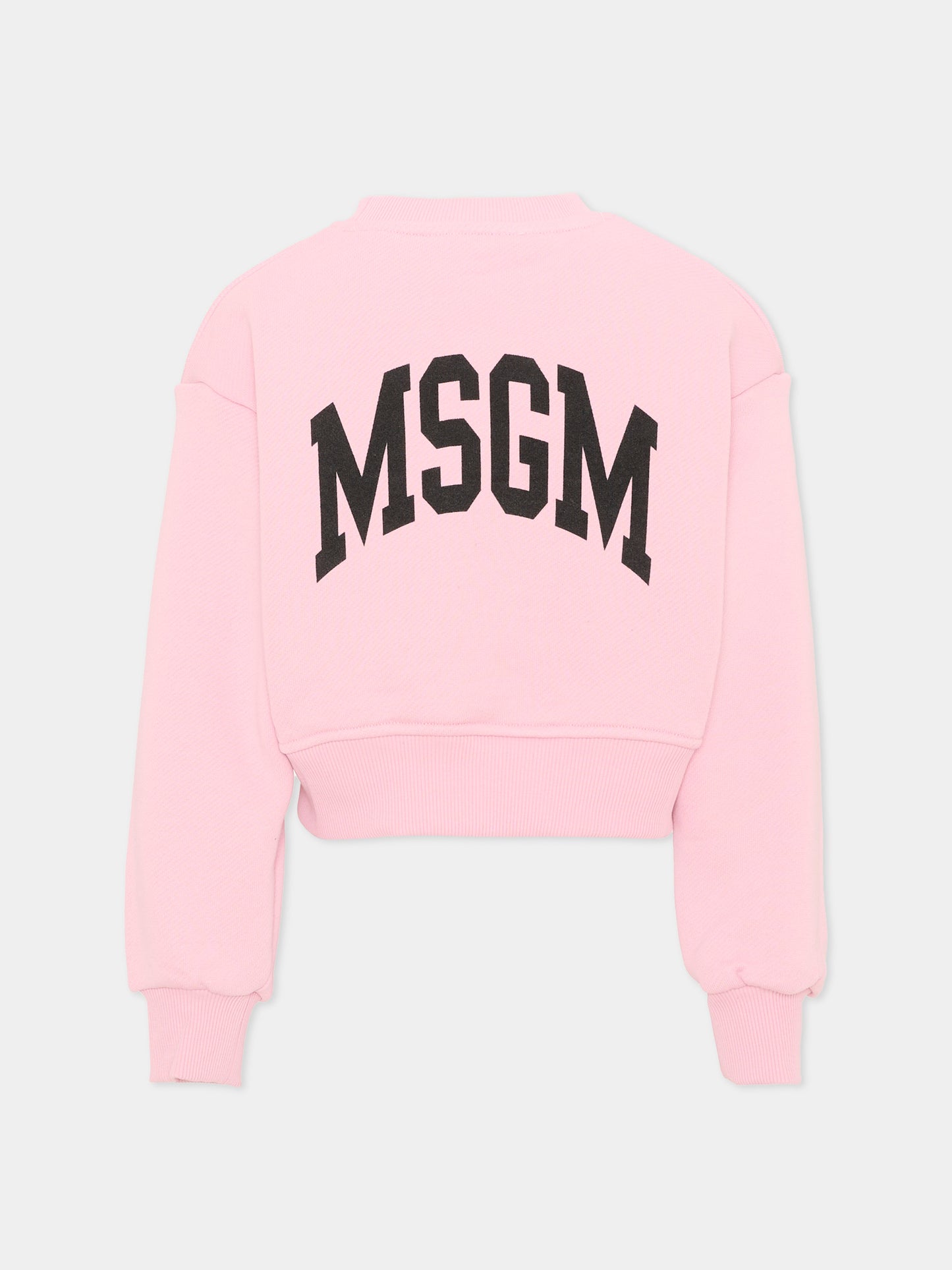 Felpa rosa per bambina con logo,Msgm Kids,F6MSJGSW030 MS090