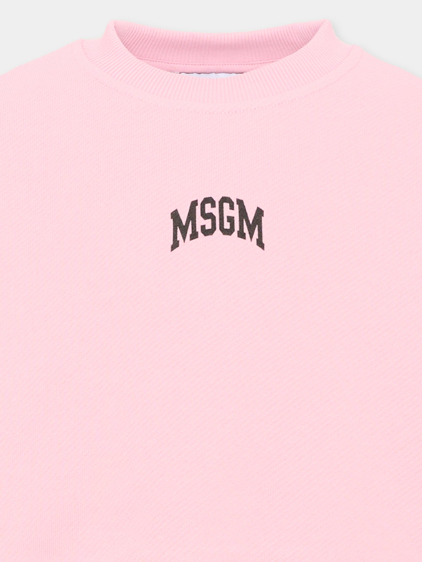 Felpa rosa per bambina con logo,Msgm Kids,F6MSJGSW030 MS090