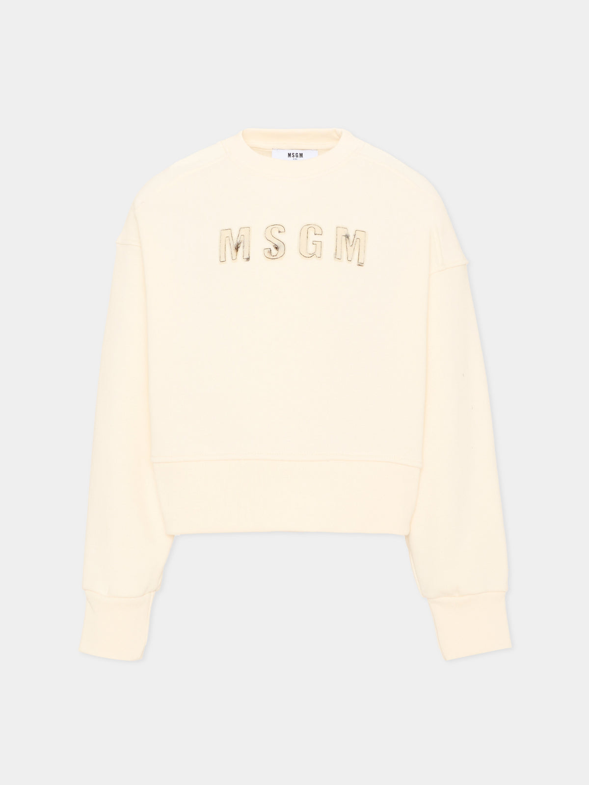 Felpa girocollo avorio per bambina,Msgm Kids,F6MSJGSW068 013