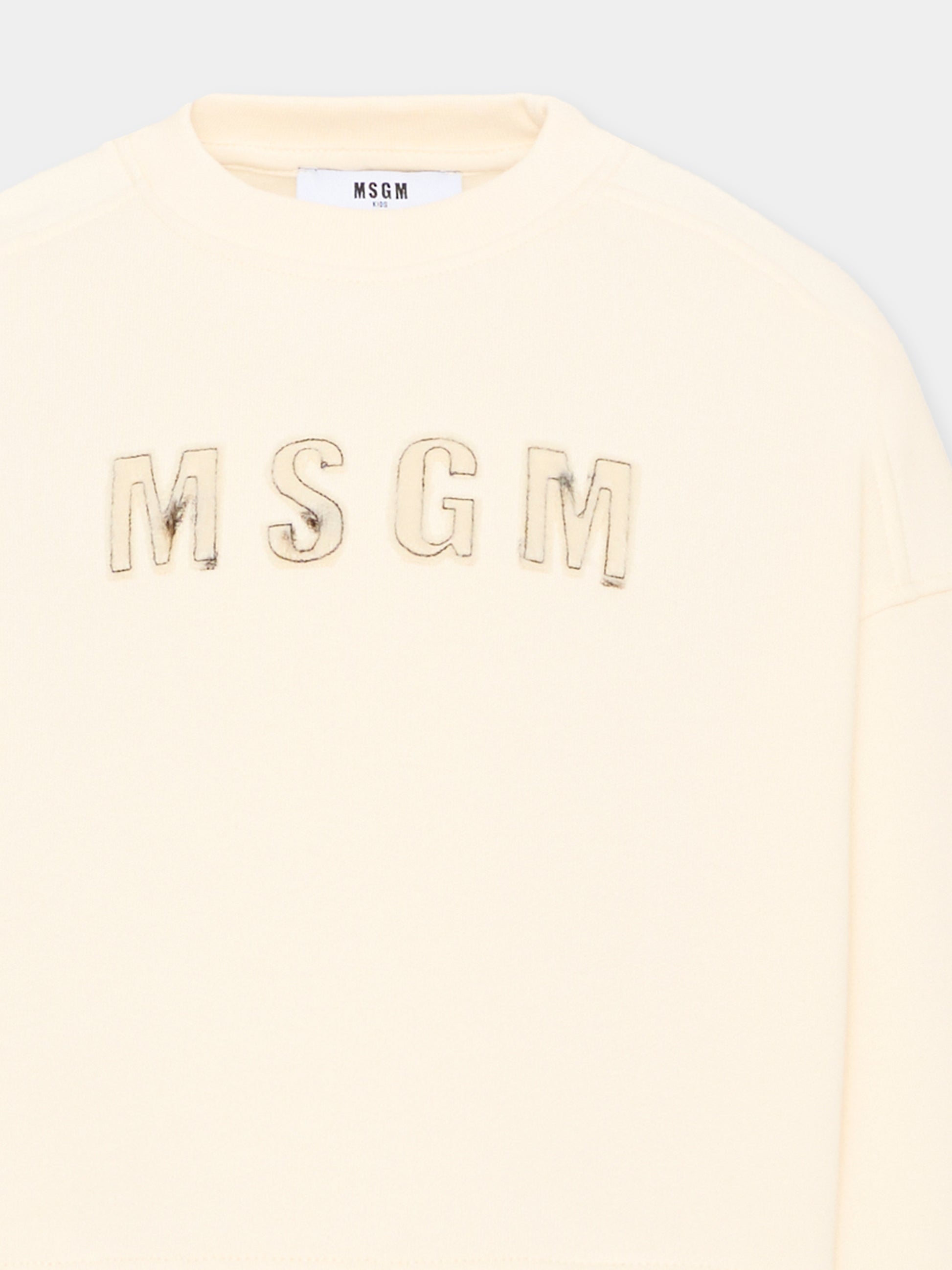 Felpa girocollo avorio per bambina,Msgm Kids,F6MSJGSW068 013