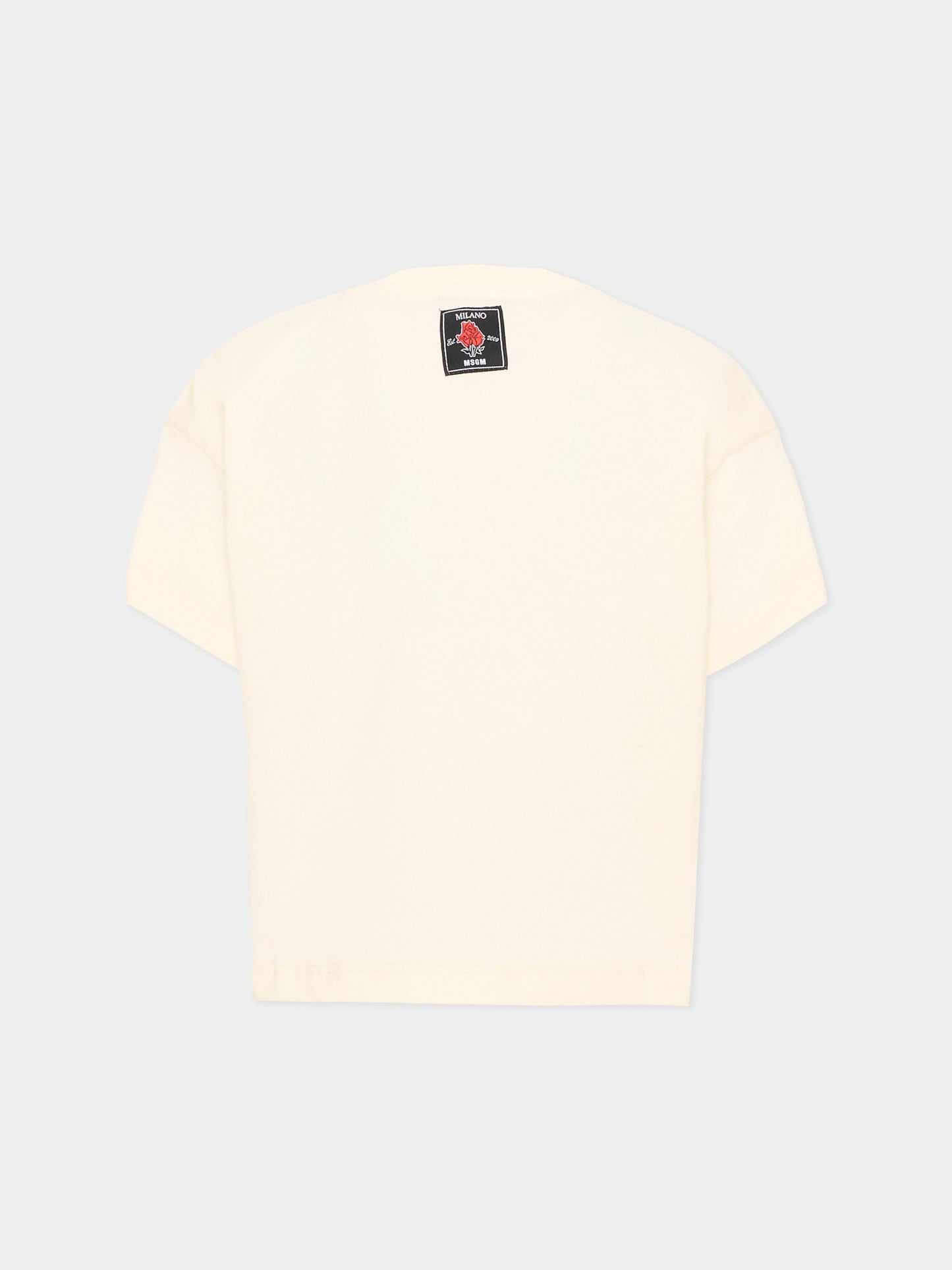 T-shirt avorio per bambina con logo,Msgm Kids,F6MSJGTH067 013