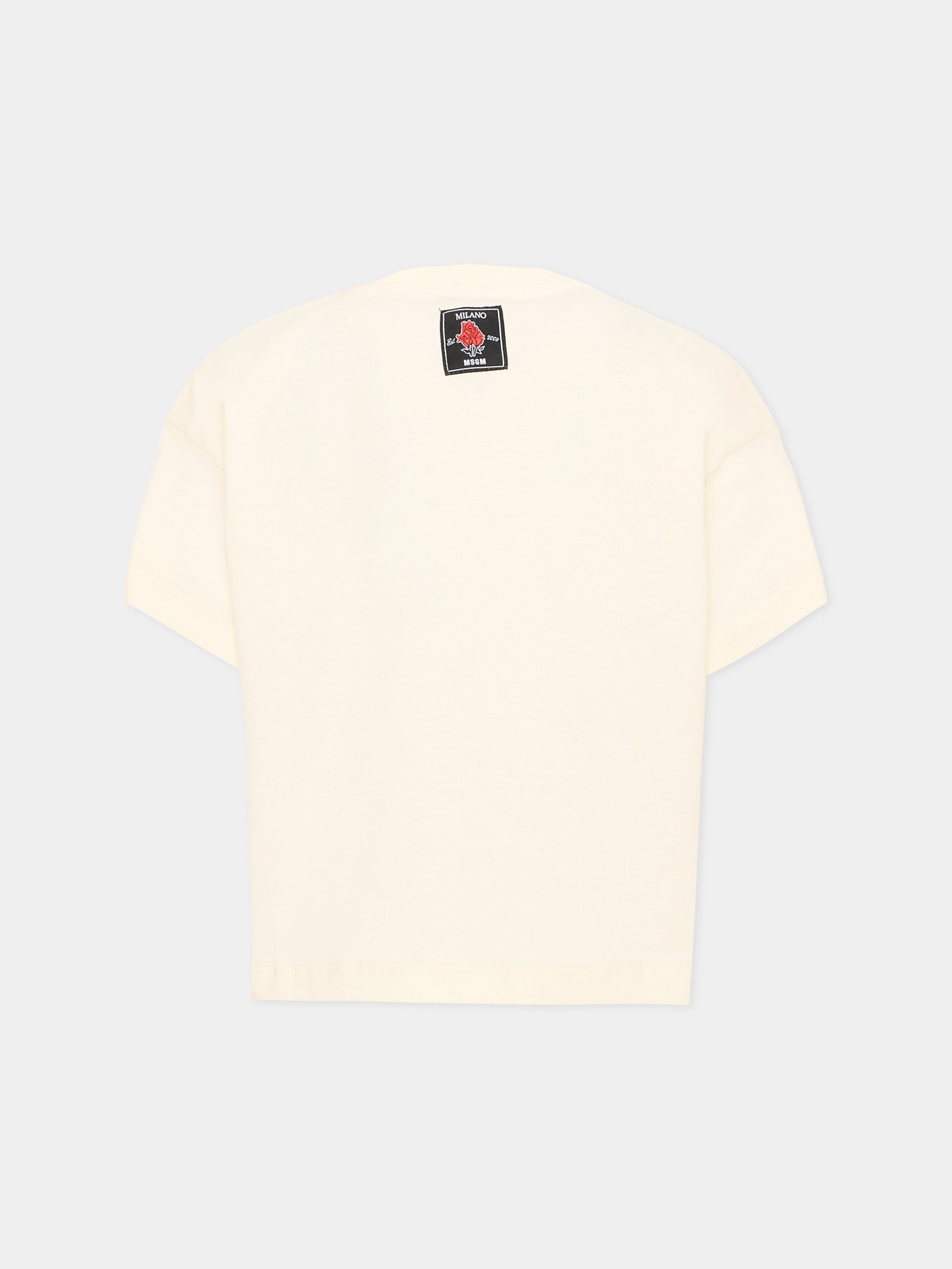 T-shirt avorio per bambina con logo,Msgm Kids,F6MSJGTH067 013