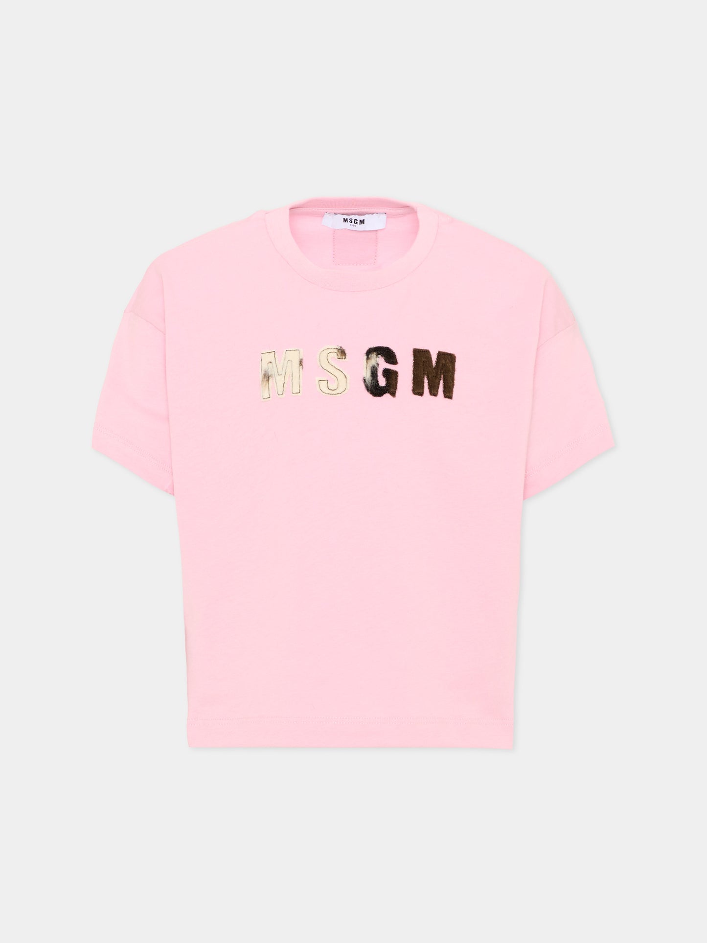 T-shirt rosa per bambina con logo,Msgm Kids,F6MSJGTH067 MS090