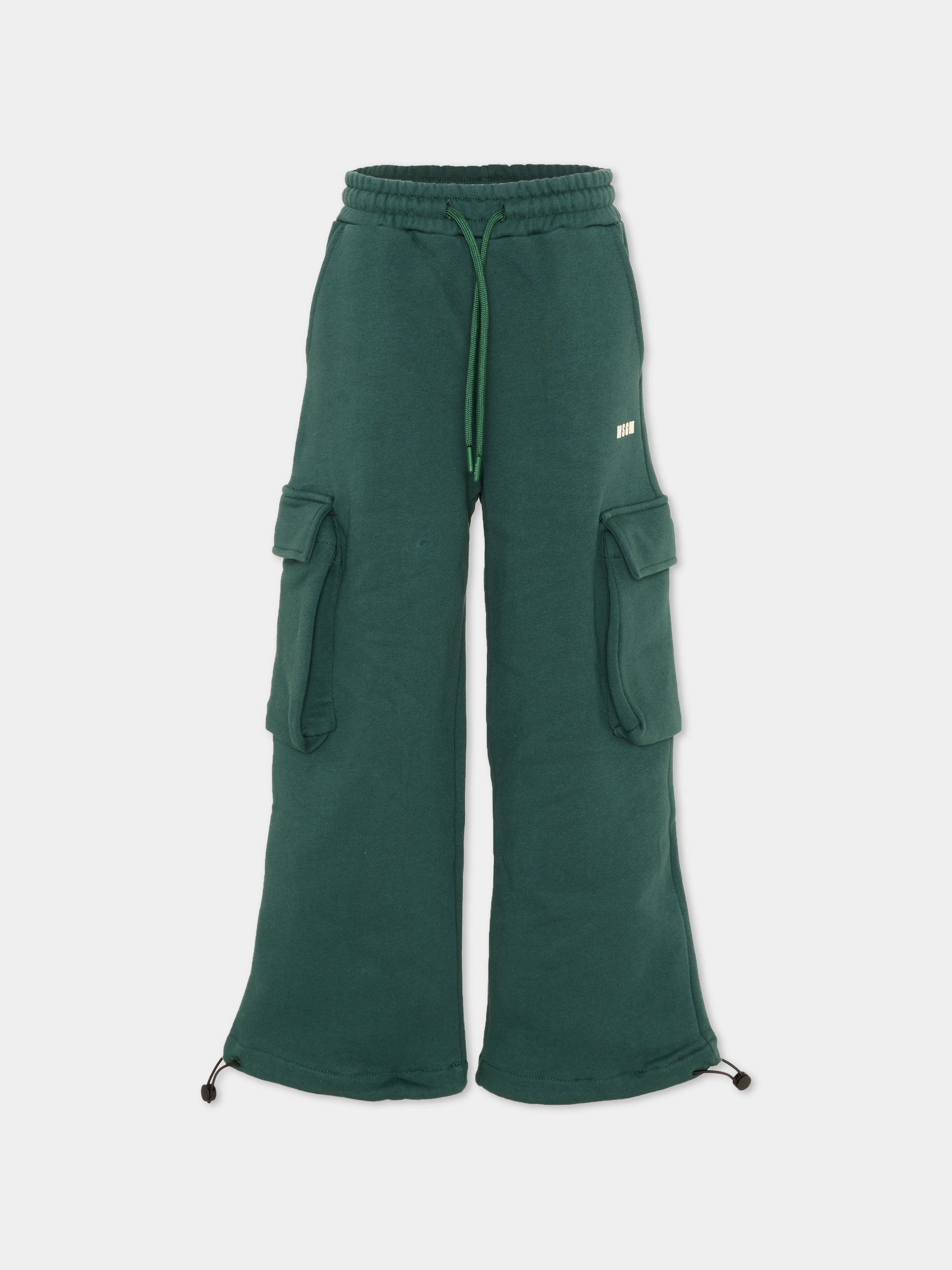 Pantalone verde per bambino con logo,Msgm Kids,F6MSJUFP036 MS095
