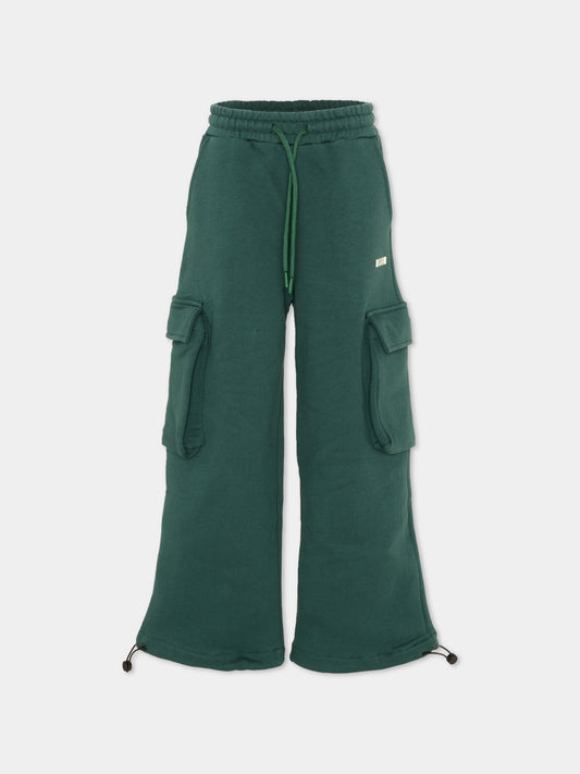 Pantalone verde per bambino con logo,Msgm Kids,F6MSJUFP036 MS095