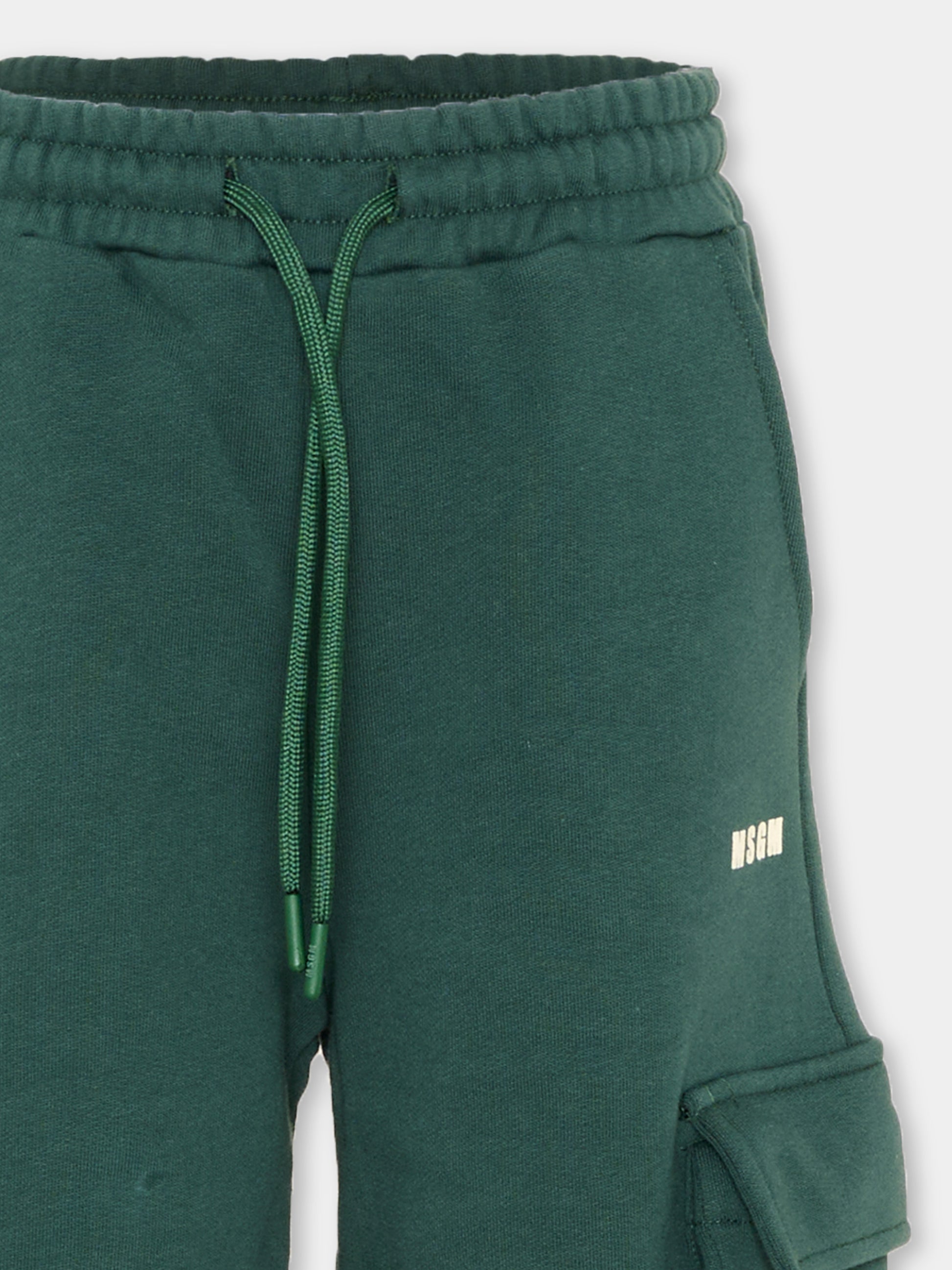 Pantalone verde per bambino con logo,Msgm Kids,F6MSJUFP036 MS095