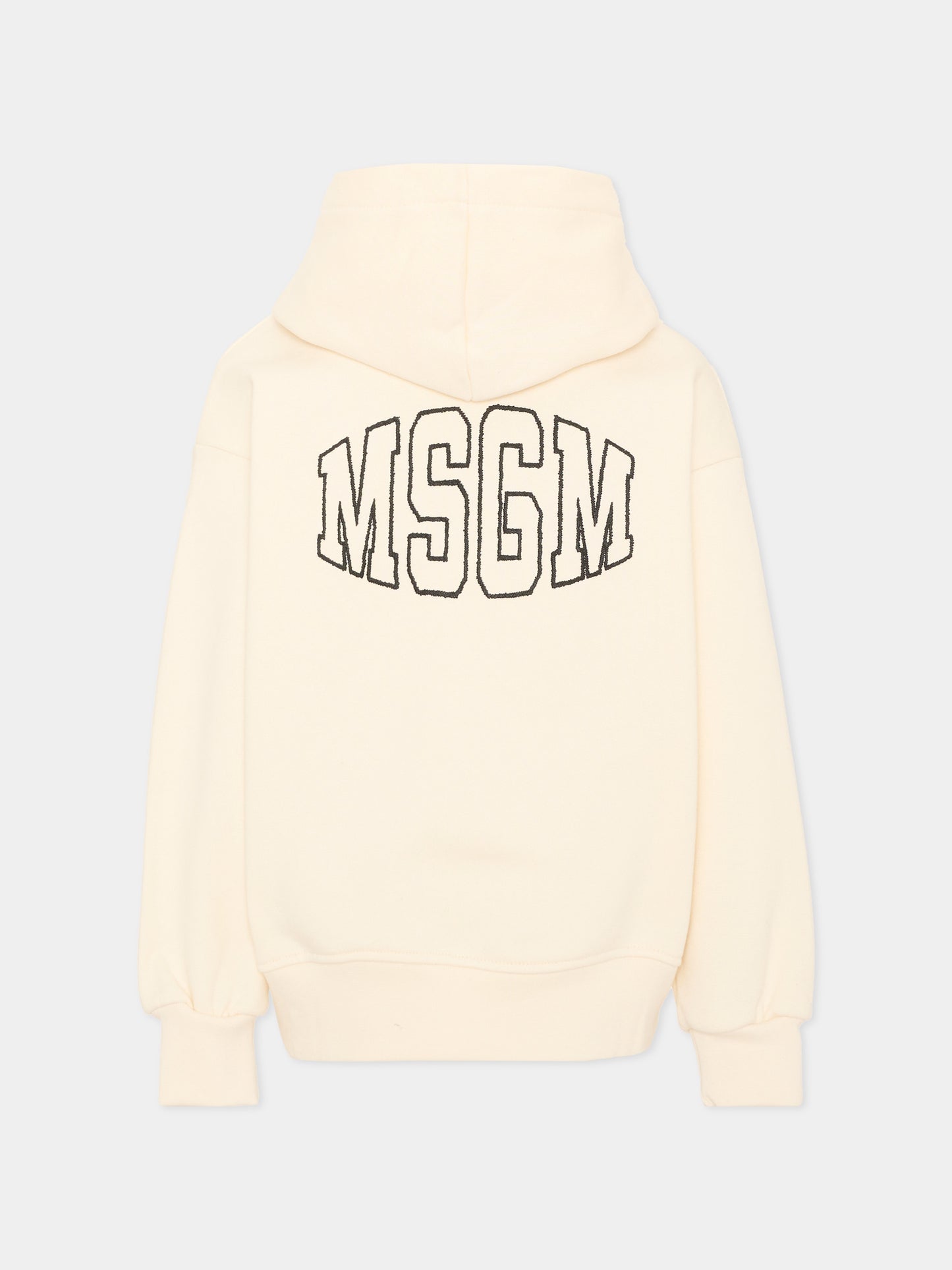 Felpa avorio per bambini con logo,Msgm Kids,F6MSJUHS037 013