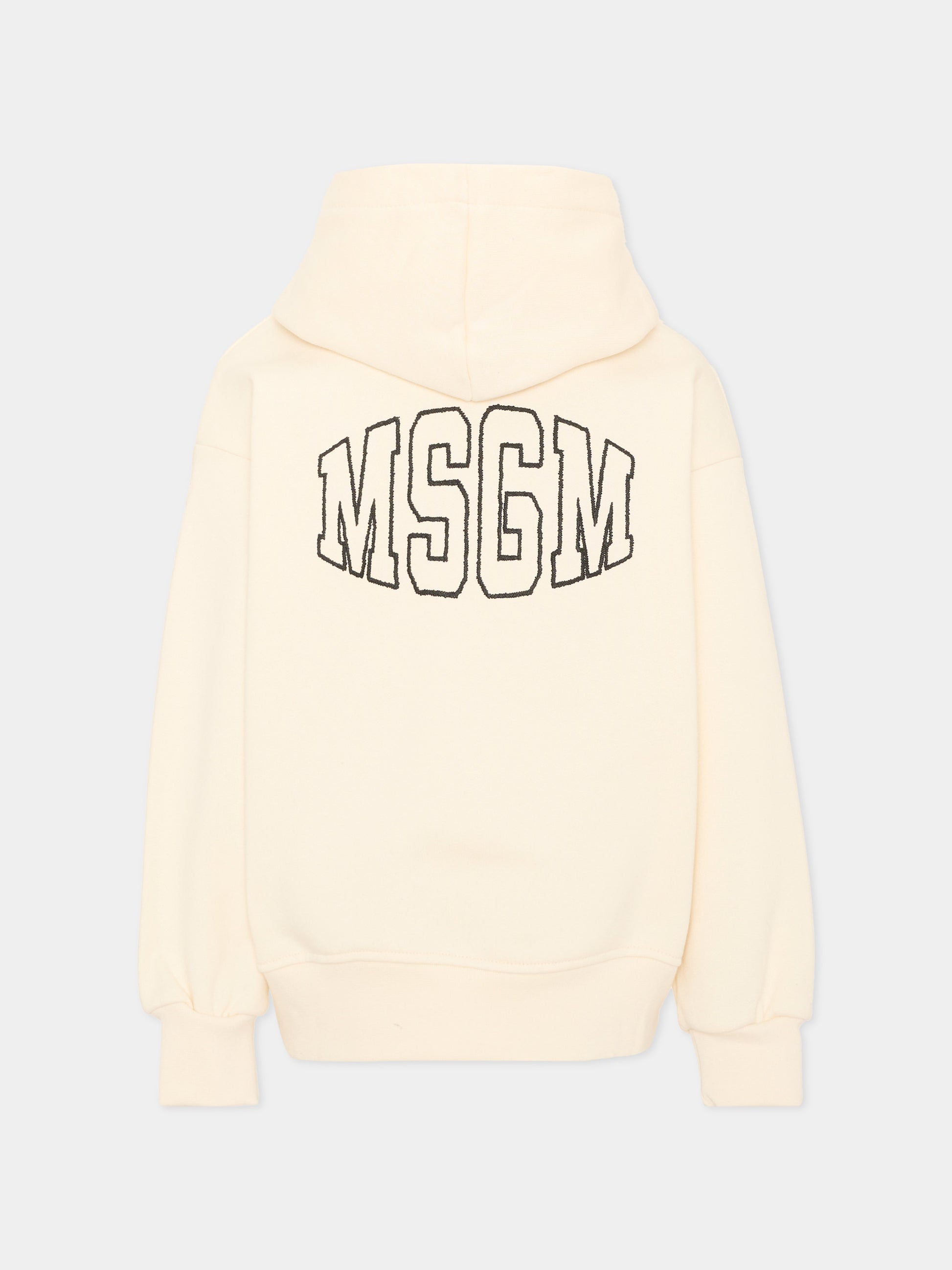 Felpa avorio per bambini con logo,Msgm Kids,F6MSJUHS037 013