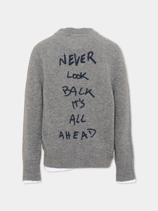 Maglione grigio per bambino con scritta,Msgm Kids,F6MSJUJP189 271