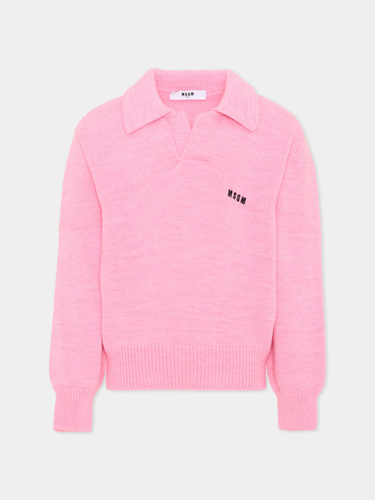 Maglione rosa per bambini con logo,Msgm Kids,F6MSJUJP326 MS090