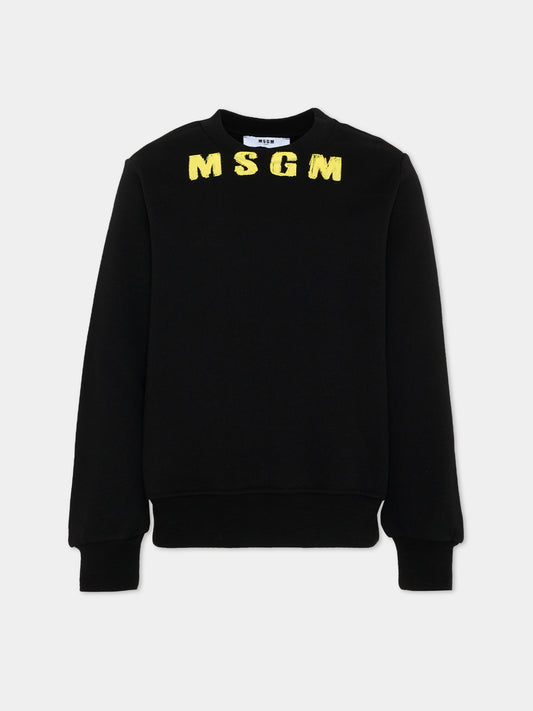 Felpa nera per bambino con logo,Msgm Kids,F6MSJUSW015 110