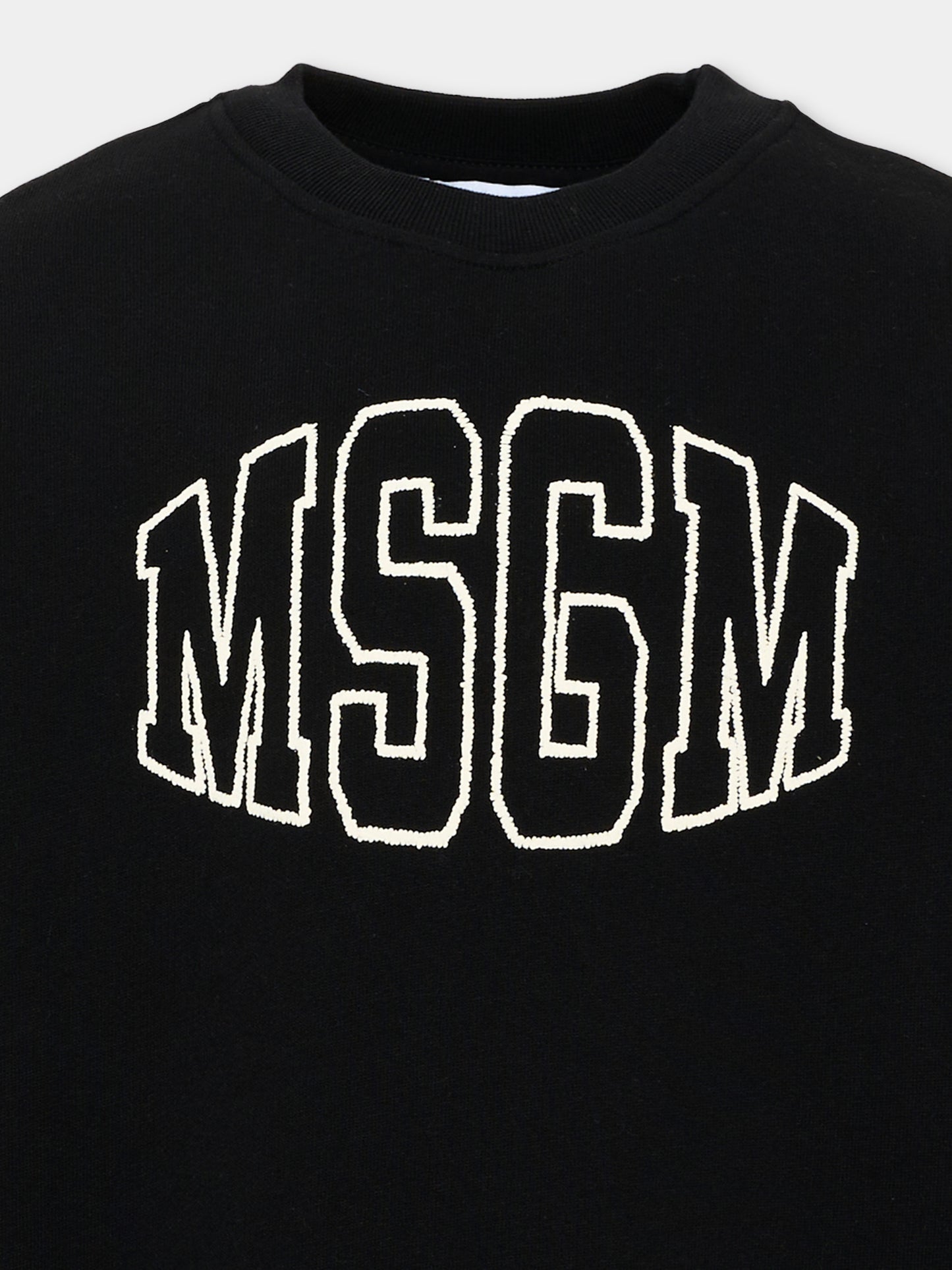 Felpa nera per bambini con logo,Msgm Kids,F6MSJUSW039 110