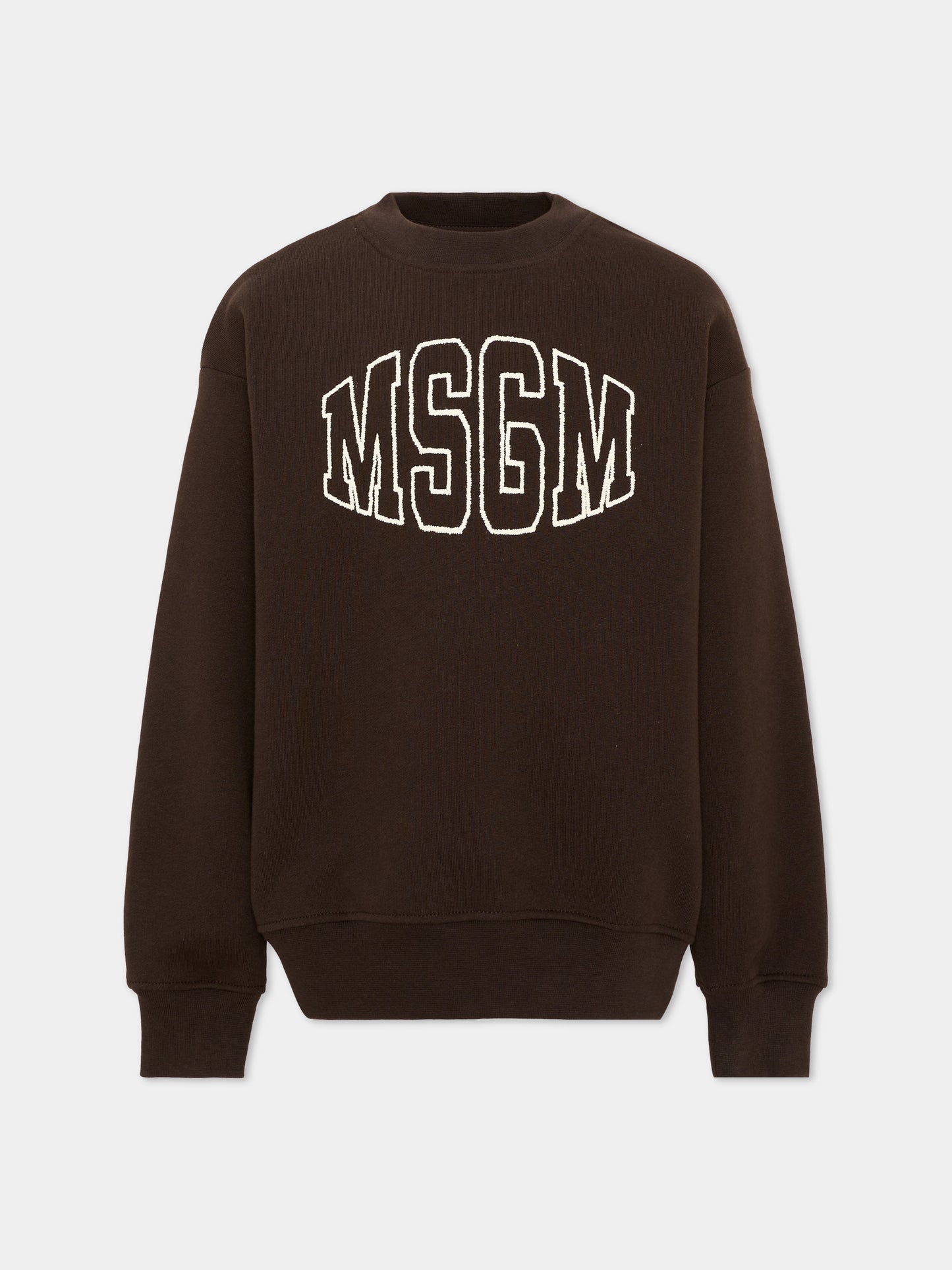 Felpa marrone per bambini con logo,Msgm Kids,F6MSJUSW039 943