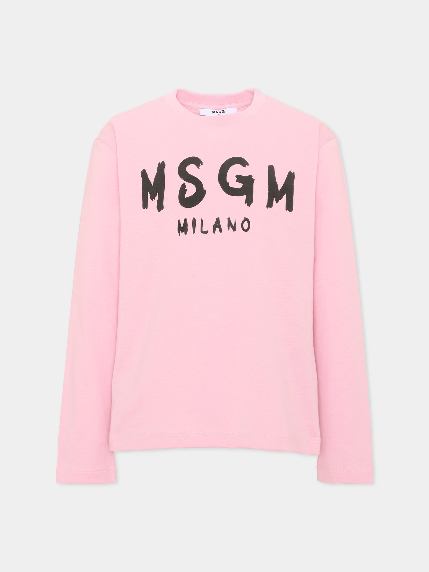 T-Shirt rosa per bambina con logo,Msgm Kids,F6MSJUTH012 MS090