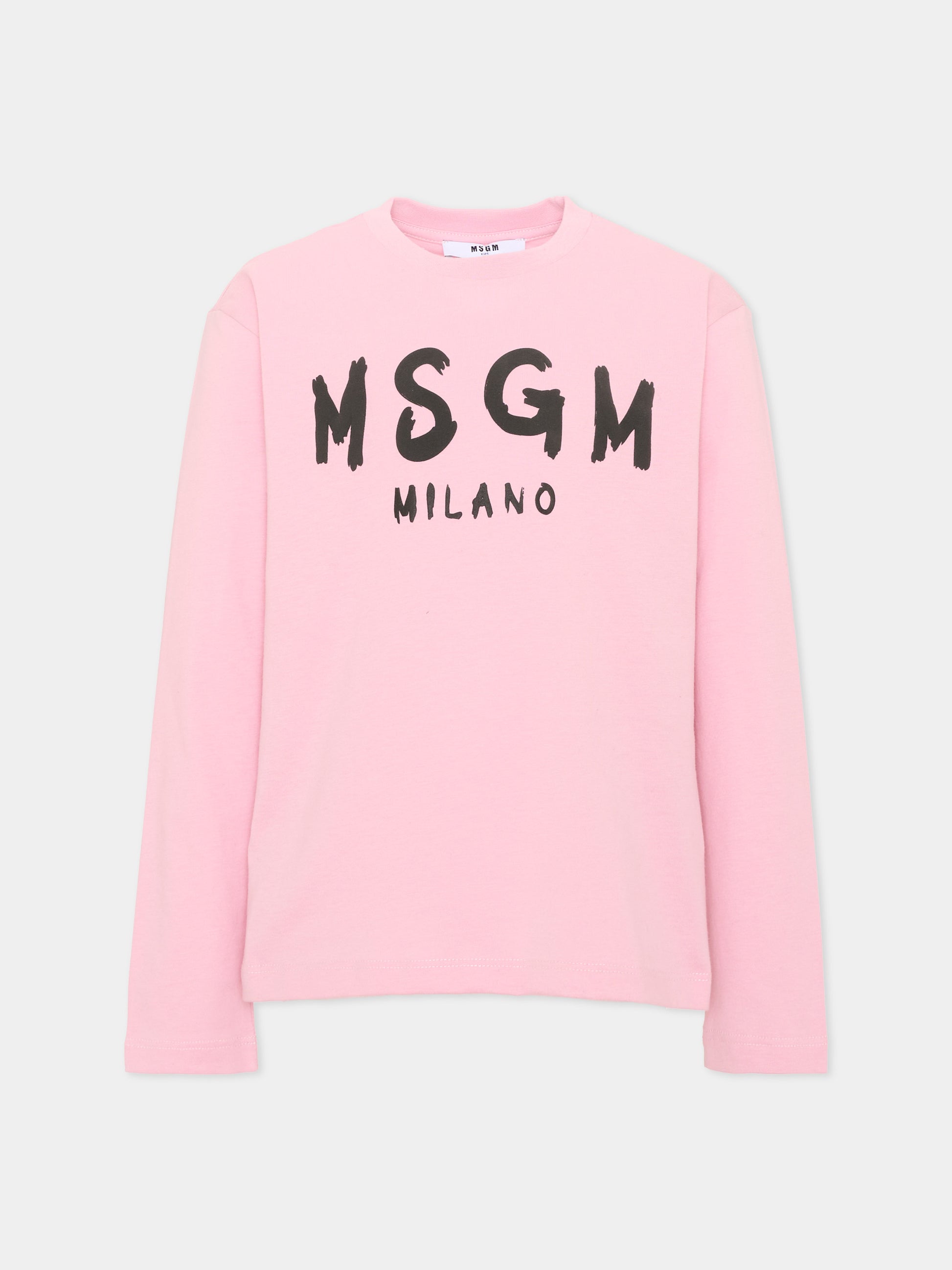 T-Shirt rosa per bambina con logo,Msgm Kids,F6MSJUTH012 MS090