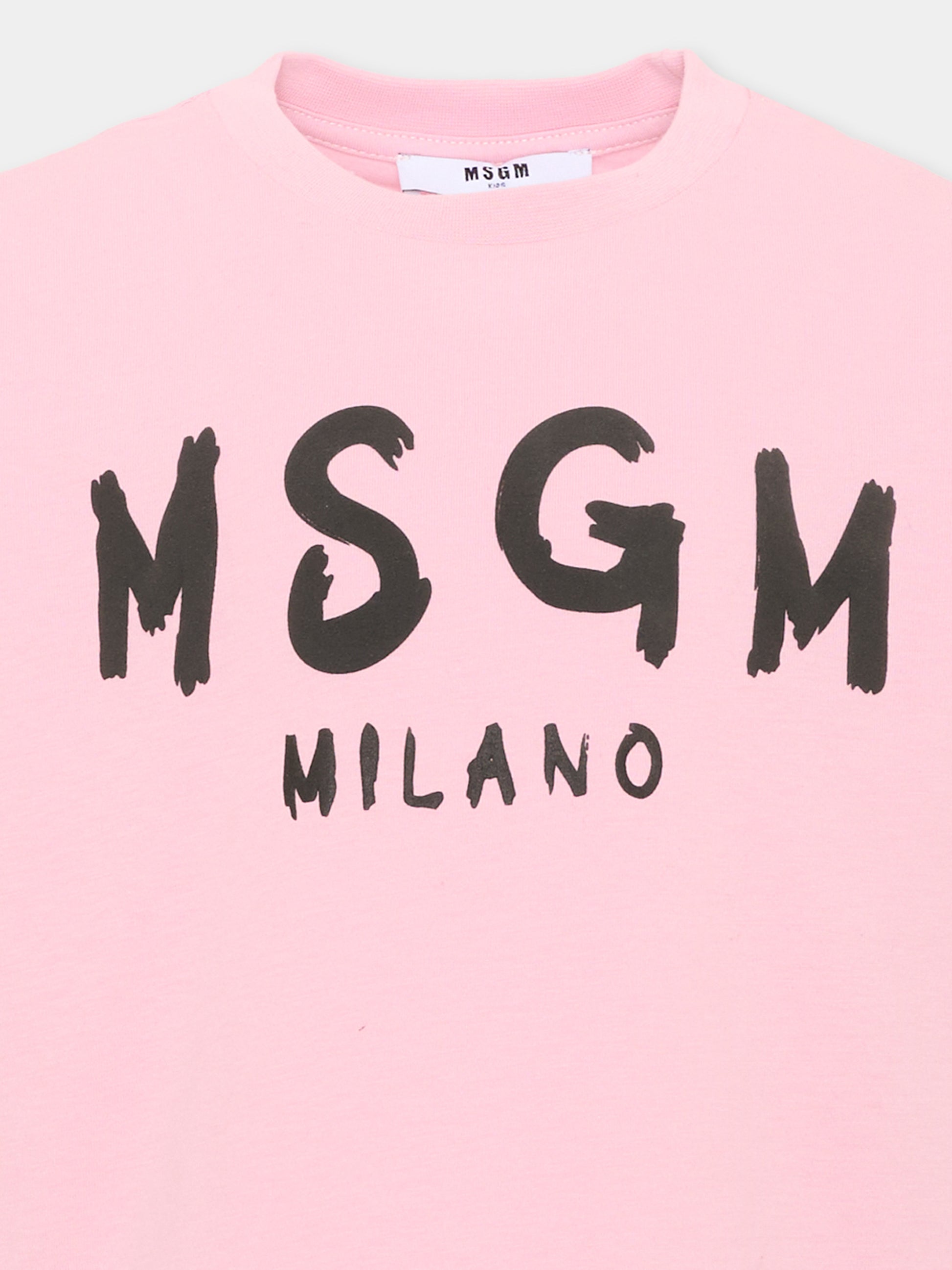 T-Shirt rosa per bambina con logo,Msgm Kids,F6MSJUTH012 MS090