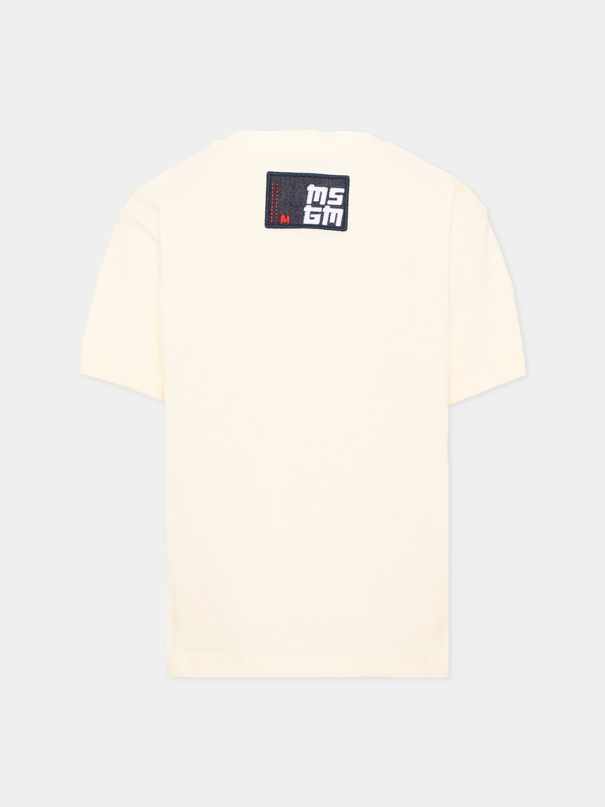 T-Shirt avorio per bambini con logo,Msgm Kids,F6MSJUTH156 013