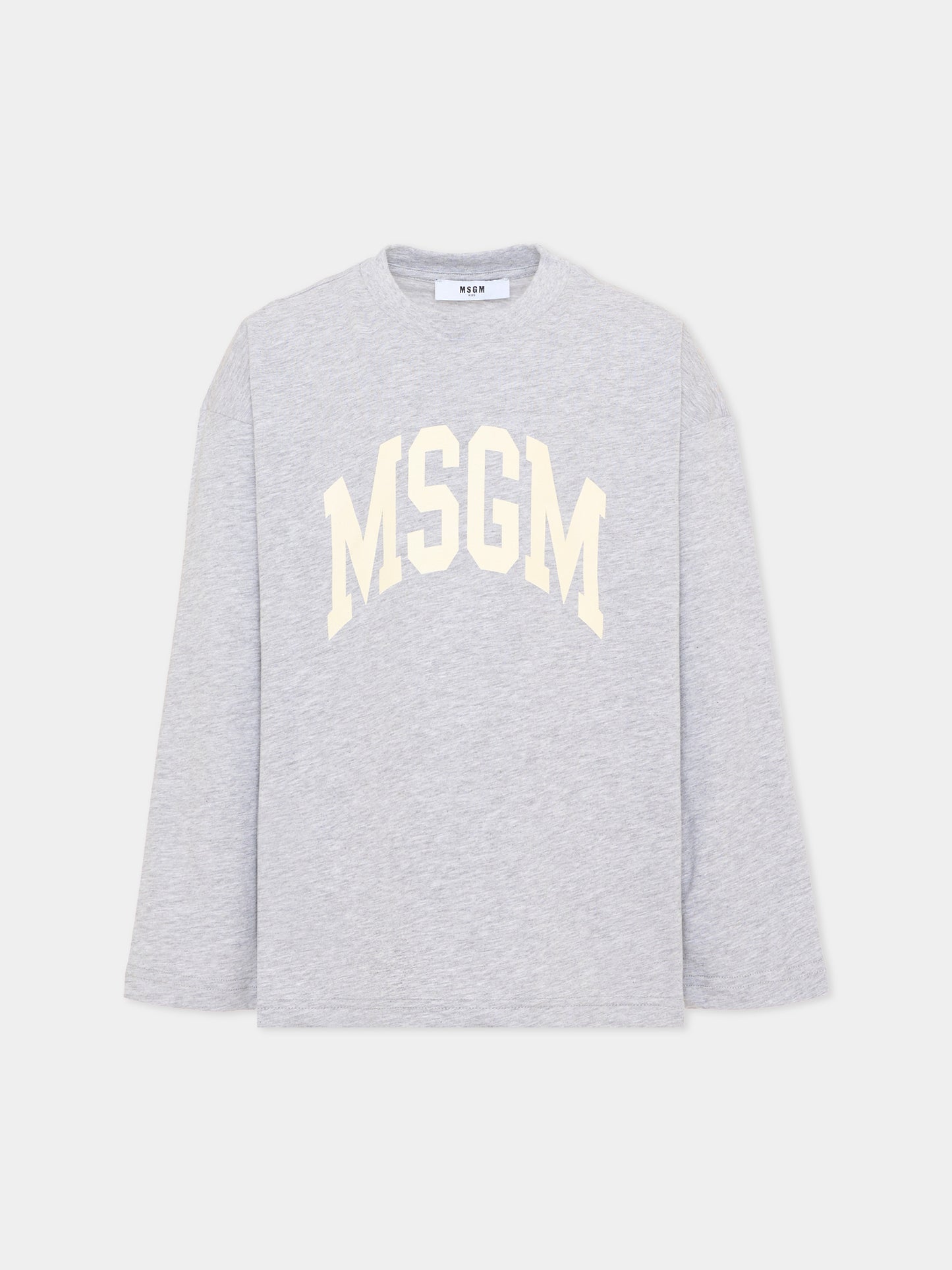 T-Shirt a manica lunga grigia logo per bambini,Msgm Kids,F6MSJUTH183 271