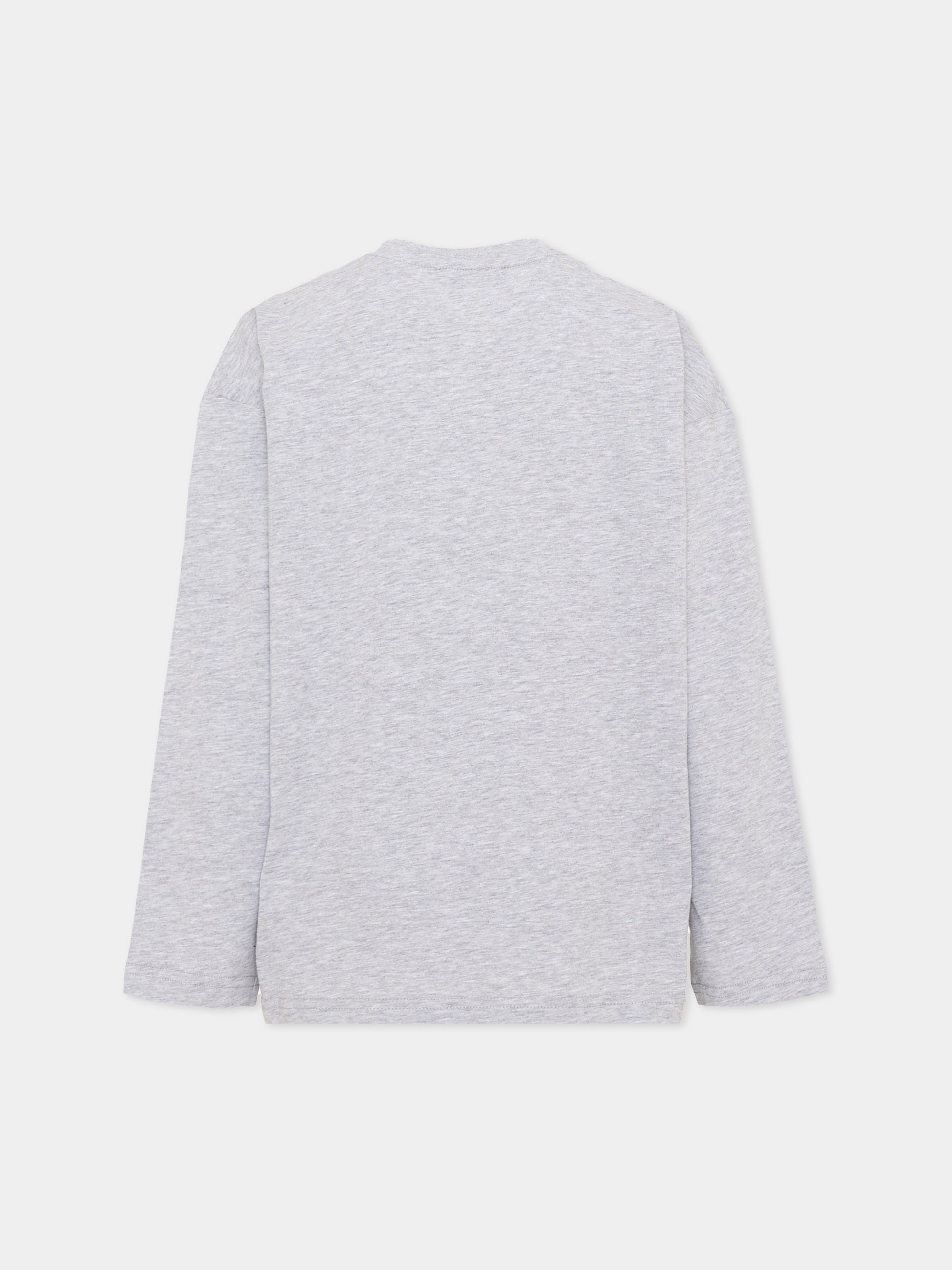 T-Shirt a manica lunga grigia logo per bambini,Msgm Kids,F6MSJUTH183 271