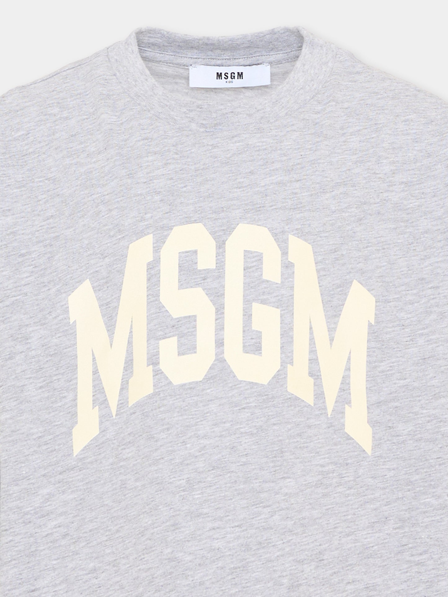 T-Shirt a manica lunga grigia logo per bambini,Msgm Kids,F6MSJUTH183 271