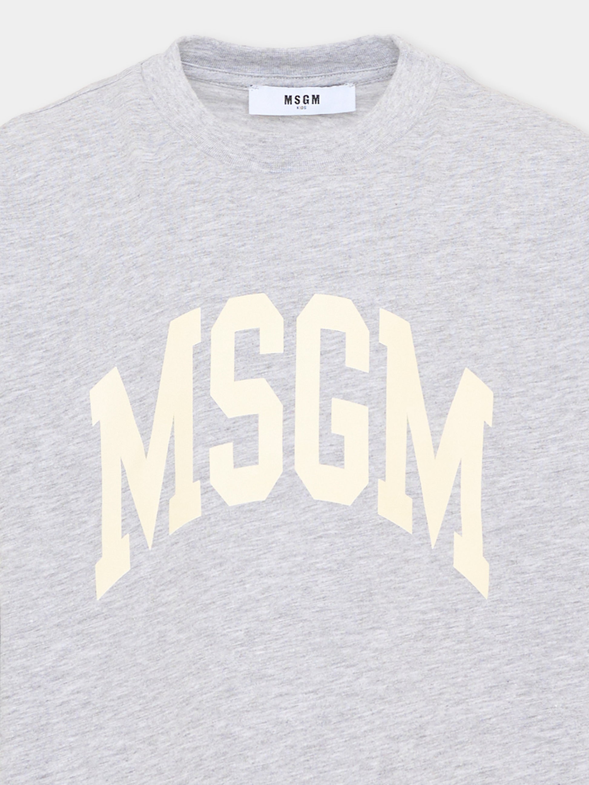 T-Shirt a manica lunga grigia logo per bambini,Msgm Kids,F6MSJUTH183 271