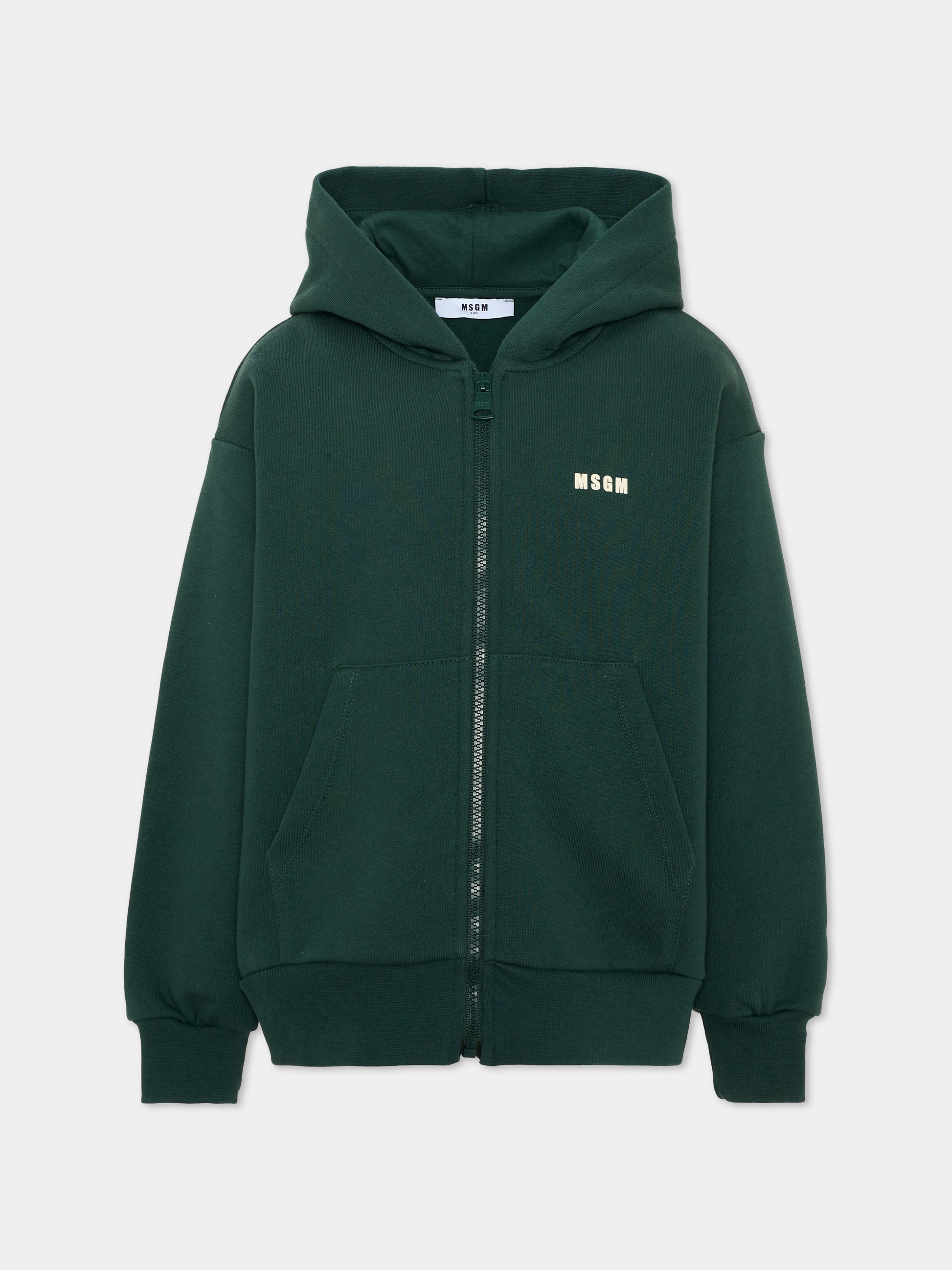 Felpa verde per bambini con logo,Msgm Kids,F6MSJUZH035 MS095