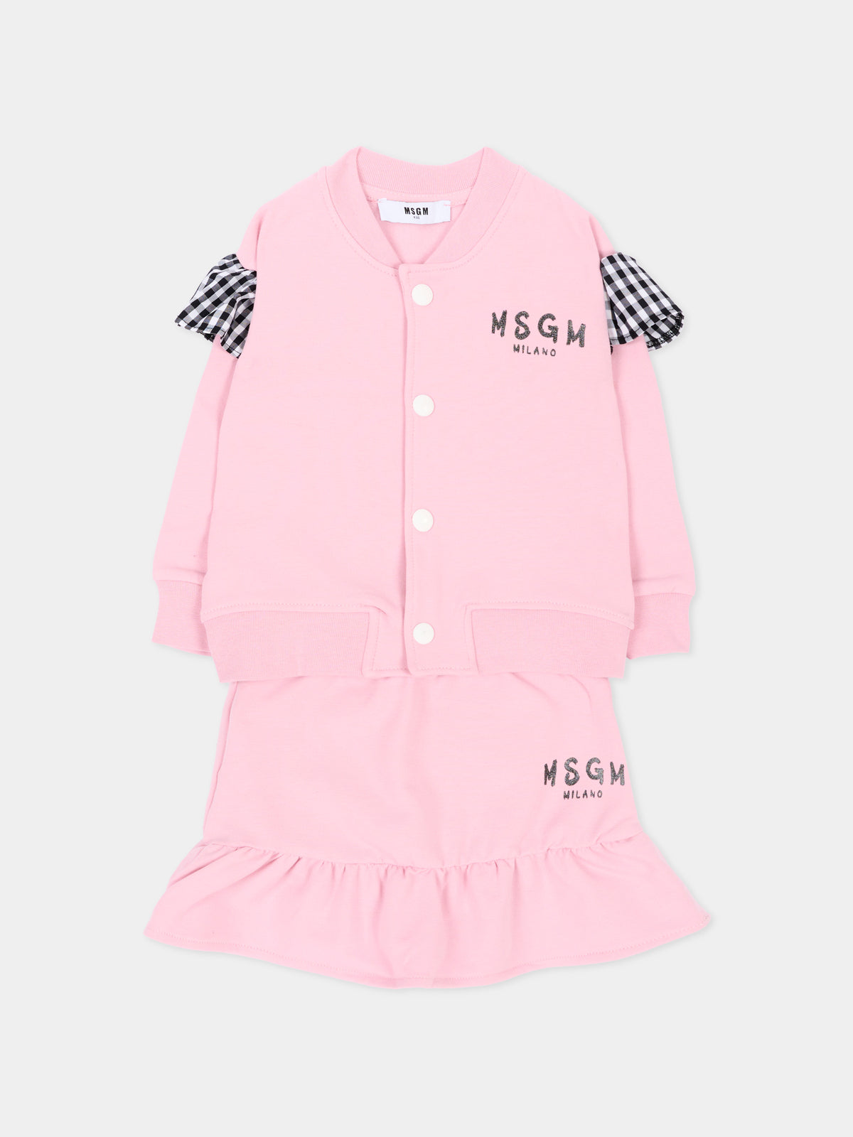 Completo sportivo lungo rosa con logo,Msgm Kids,F6MSNGBS368 MS090
