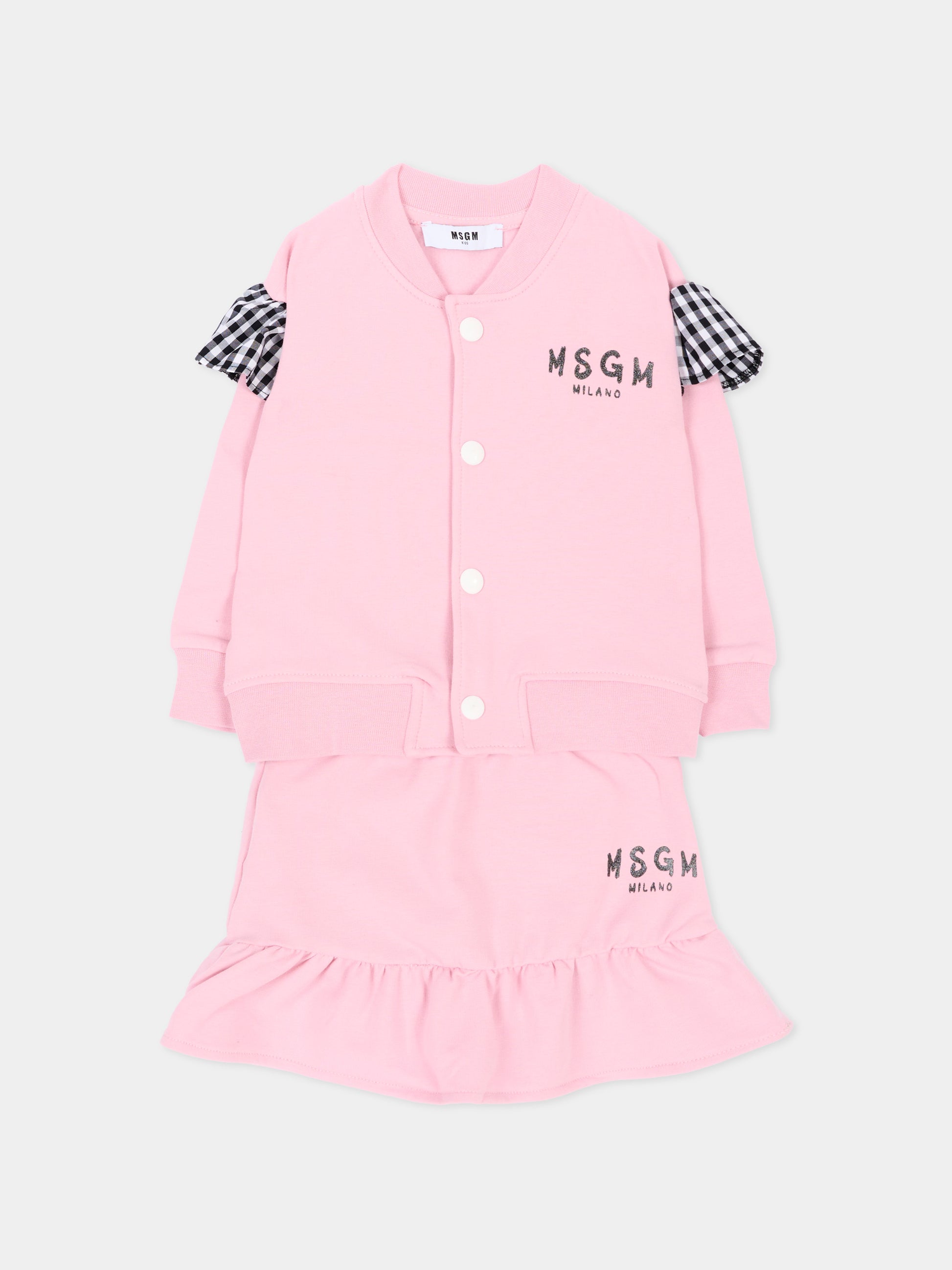 Completo sportivo lungo rosa con logo,Msgm Kids,F6MSNGBS368 MS090