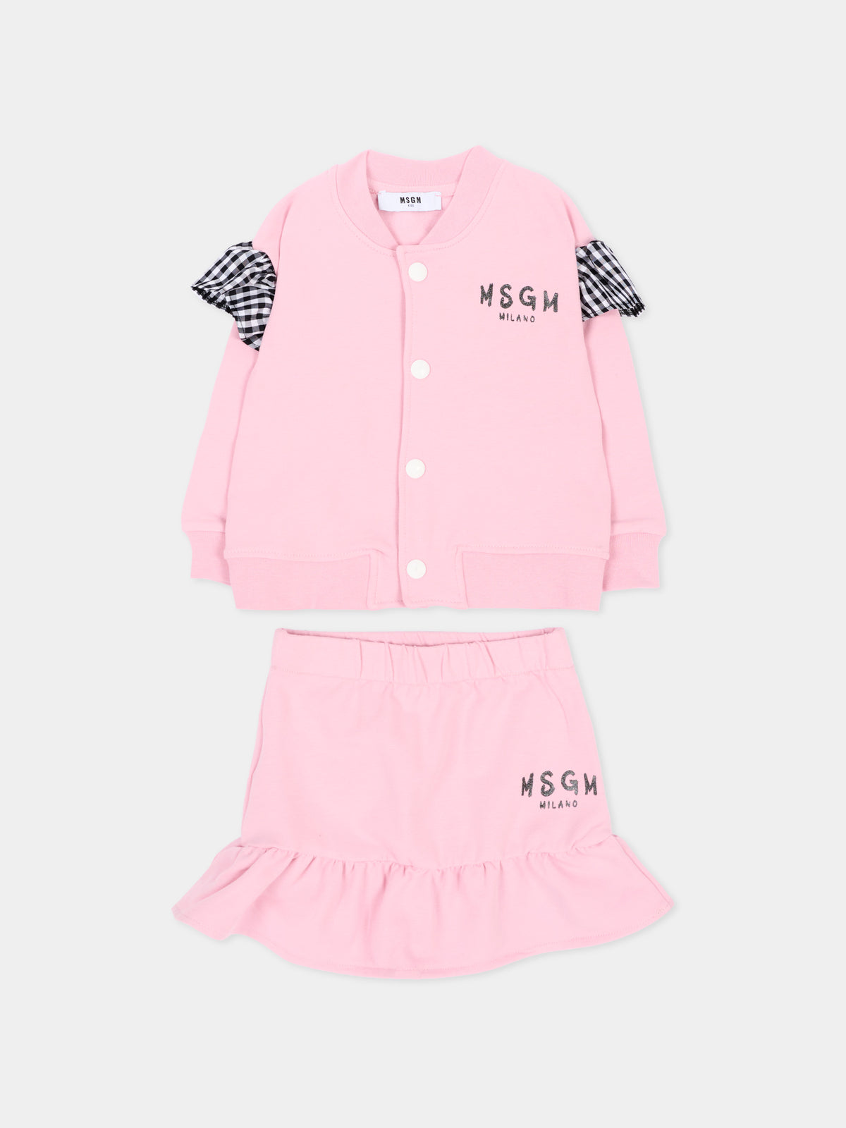 Completo sportivo lungo rosa con logo,Msgm Kids,F6MSNGBS368 MS090
