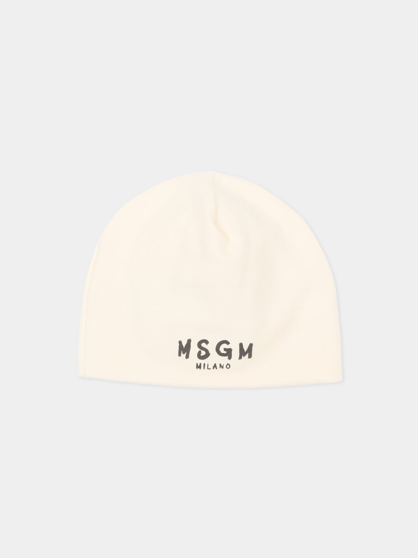 Berretto avorio per neonati con logo,Msgm Kids,F6MSUNHT348 013
