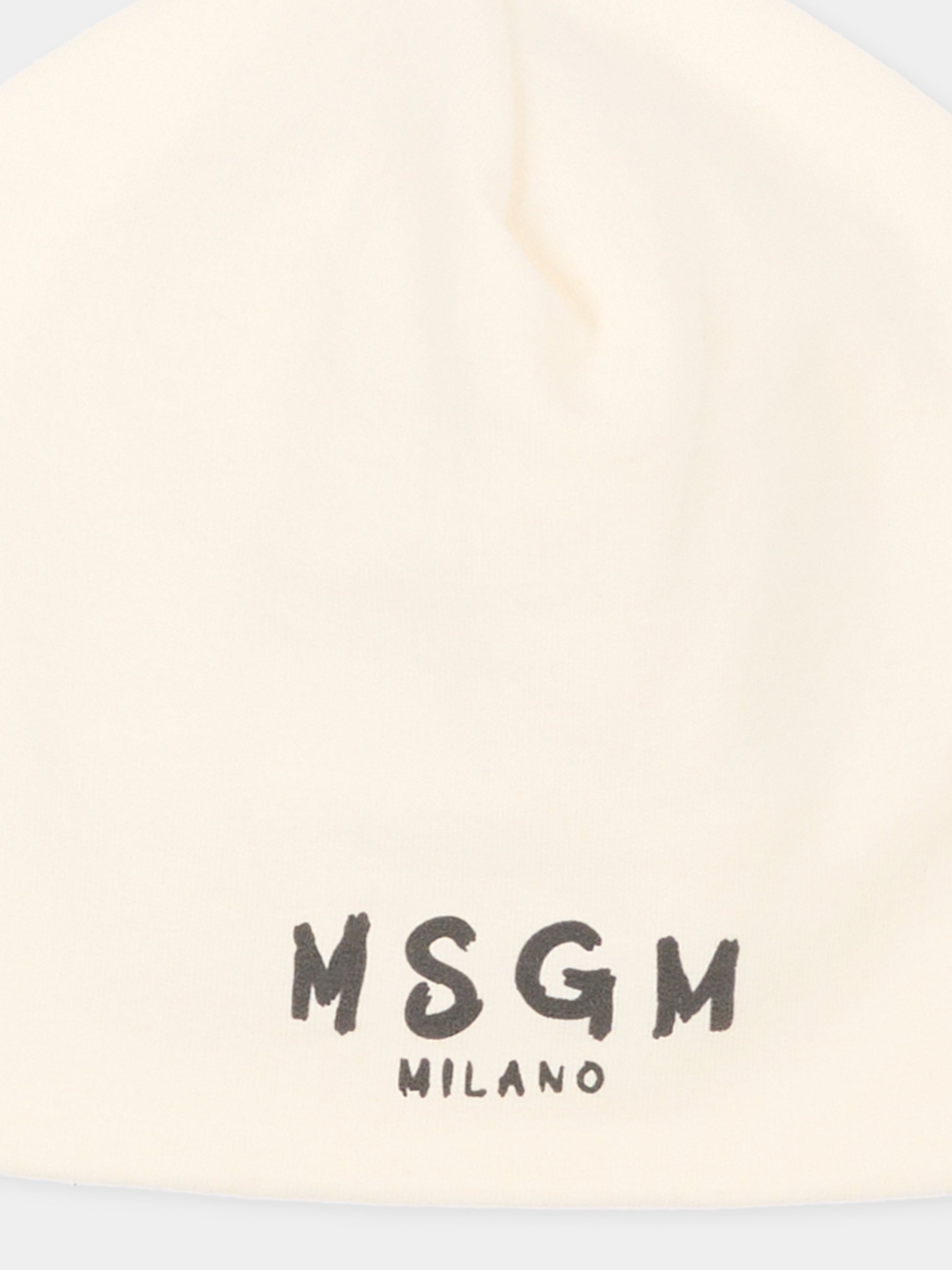 Berretto avorio per neonati con logo,Msgm Kids,F6MSUNHT348 013