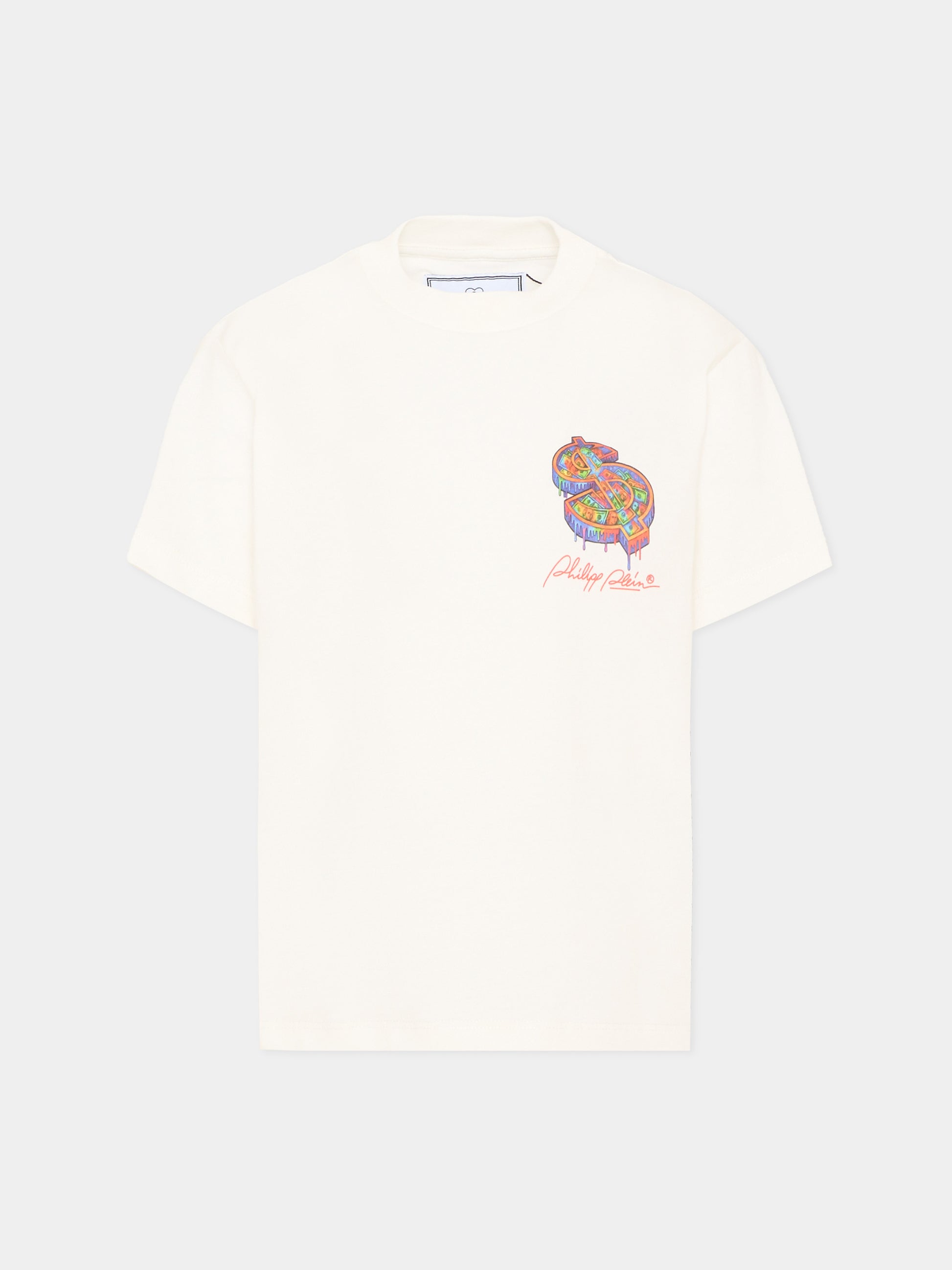 T-Shirt avorio per bambino con logo,Philipp Plein Junior,F6PHJBTH106 002