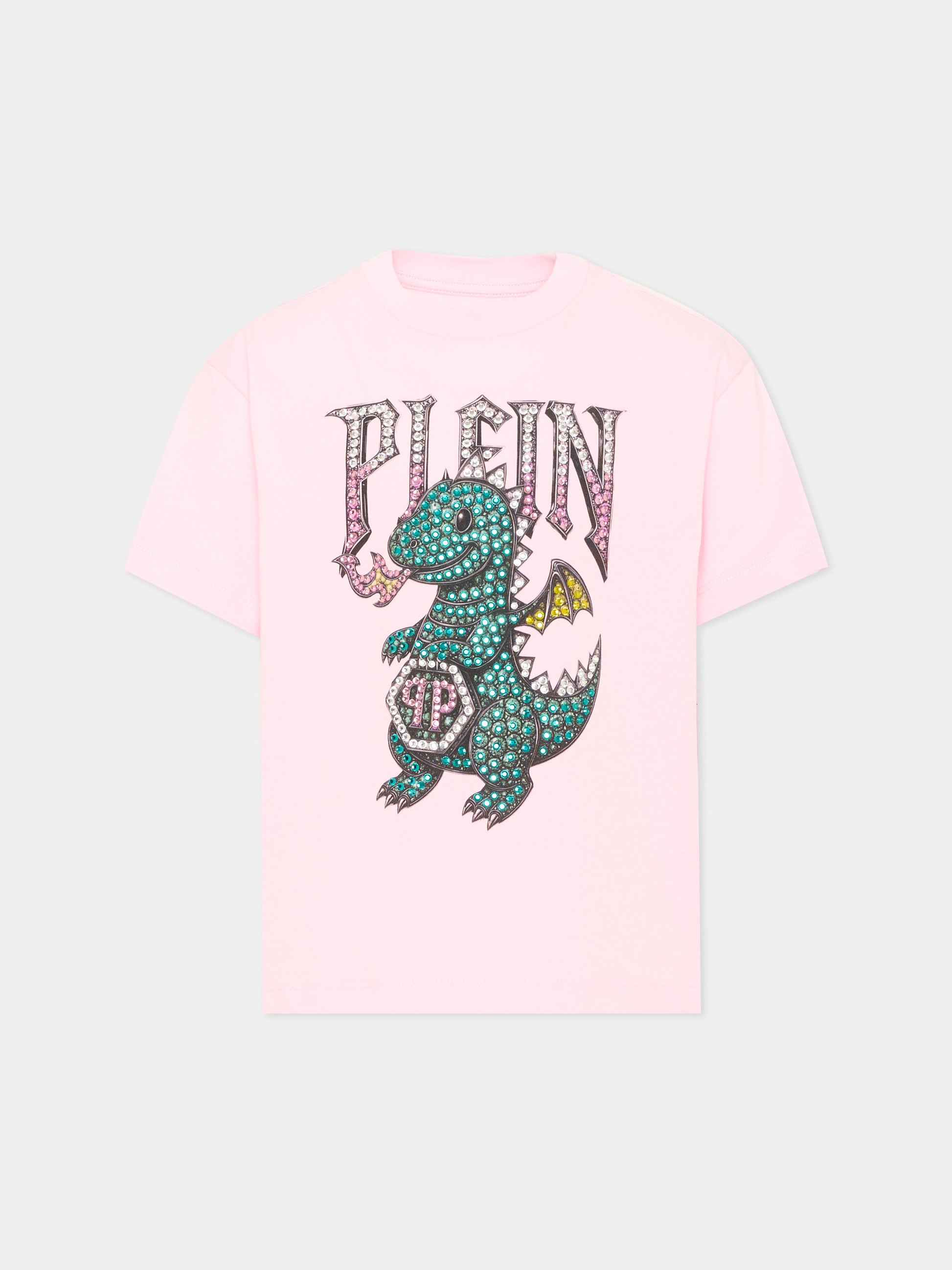 T-Shirt rosa per bambina con logo,Philipp Plein Junior,F6PHJGTH057 042