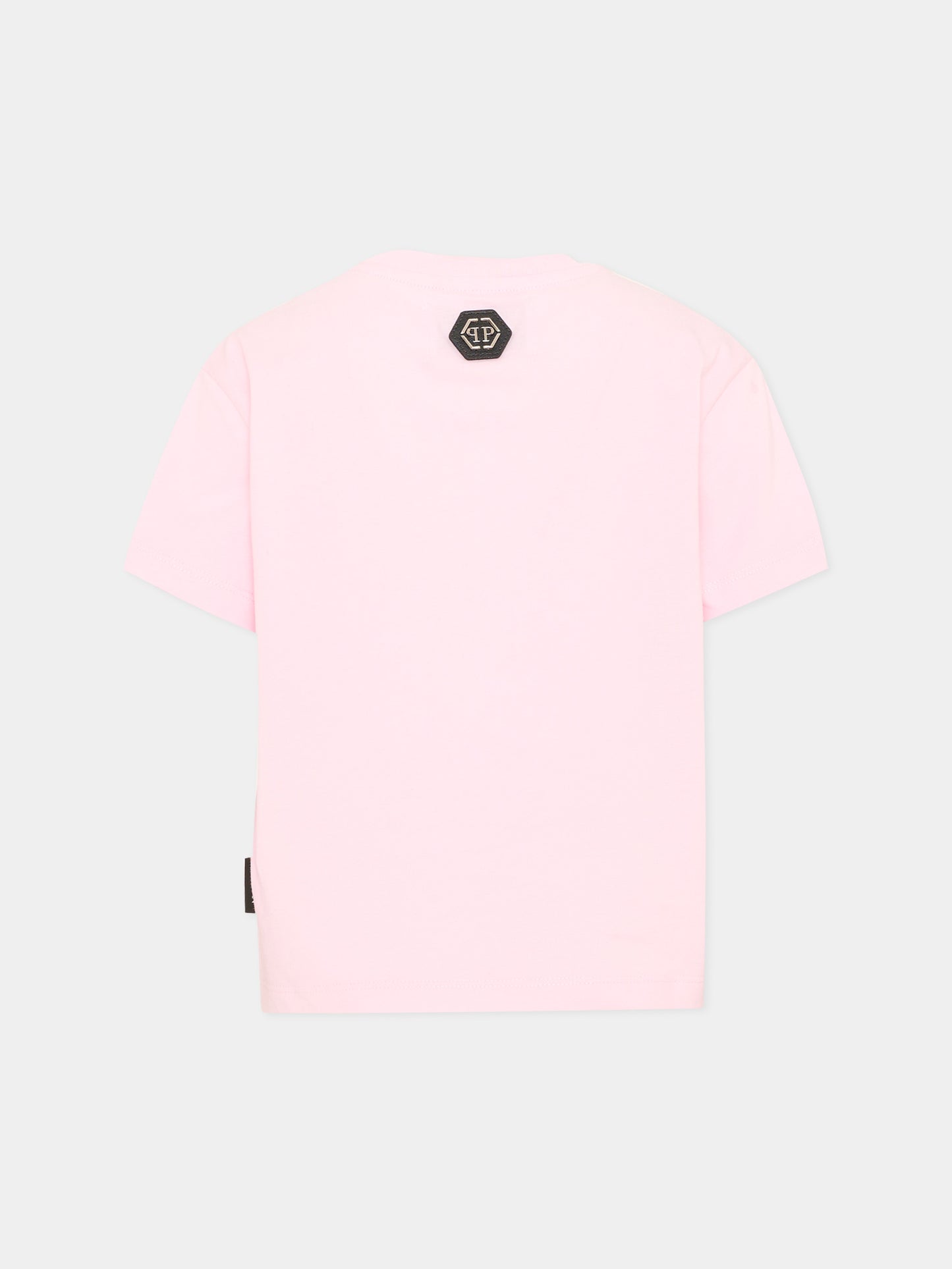 T-Shirt rosa per bambina con logo,Philipp Plein Junior,F6PHJGTH057 042