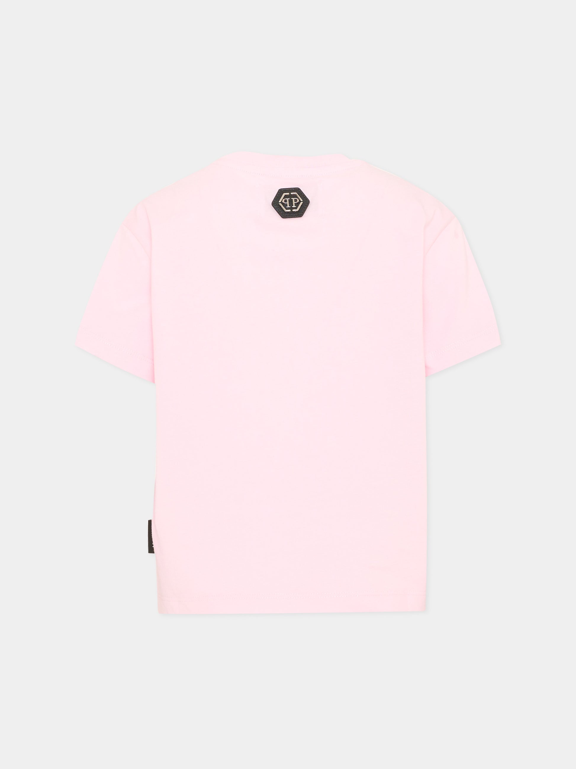 T-Shirt rosa per bambina con logo,Philipp Plein Junior,F6PHJGTH057 042