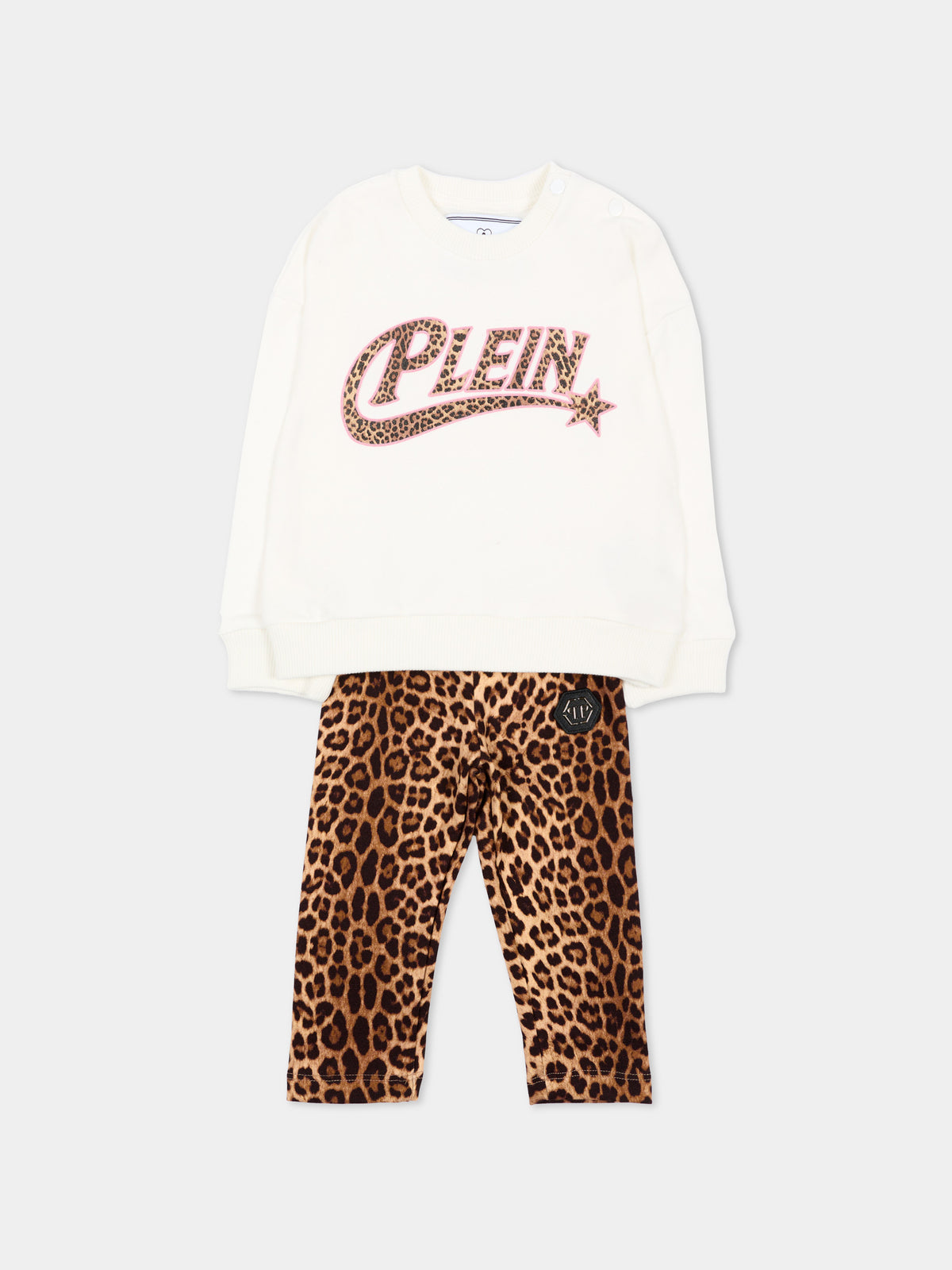 Completo sportivo lungo avorio per neonata animalier,Philipp Plein Junior,F6PHNGML184 002