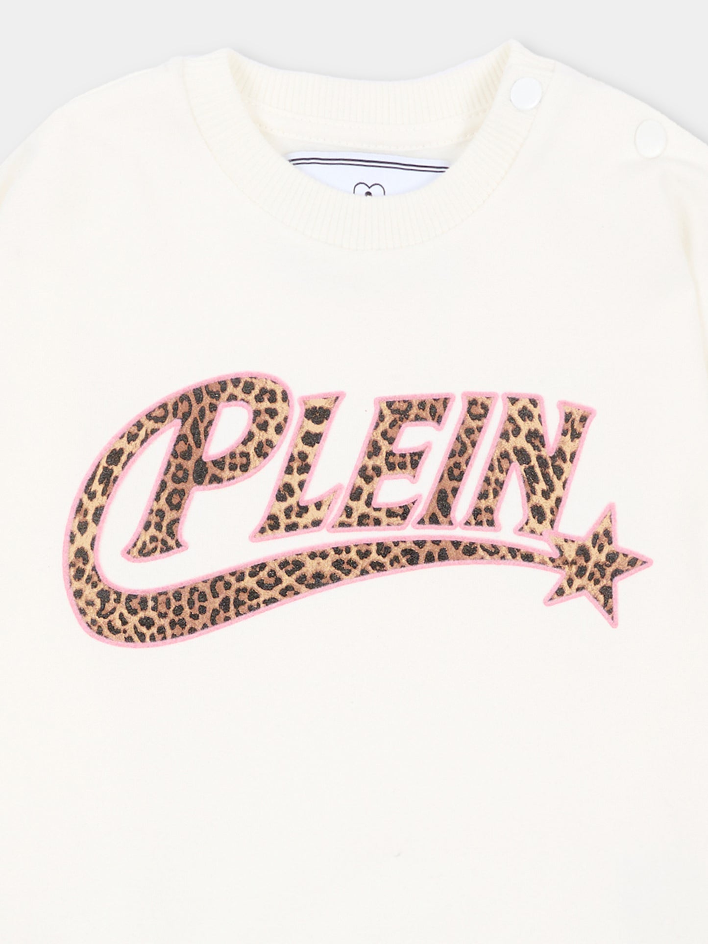 Completo sportivo lungo avorio per neonata animalier,Philipp Plein Junior,F6PHNGML184 002