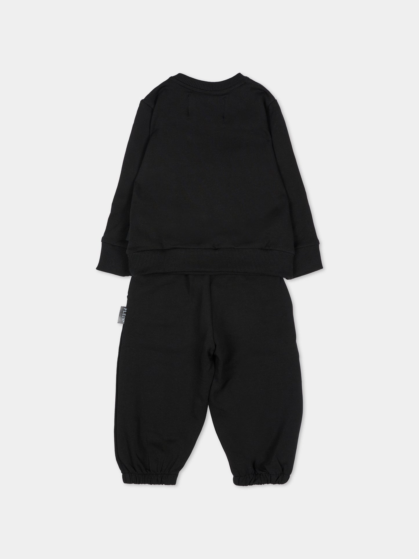Completo sportivo lungo nero per neonata con orsetto,Philipp Plein Junior,F6PHNGTP183 110