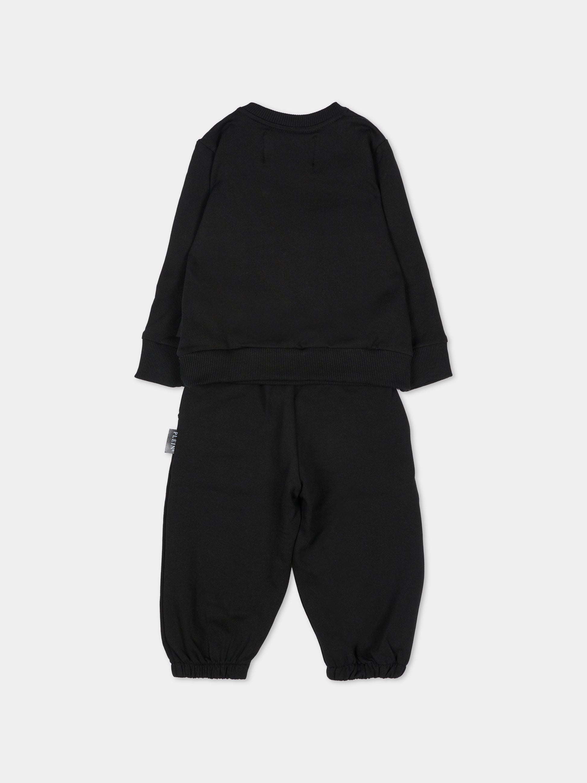 Completo sportivo lungo nero per neonata con orsetto,Philipp Plein Junior,F6PHNGTP183 110