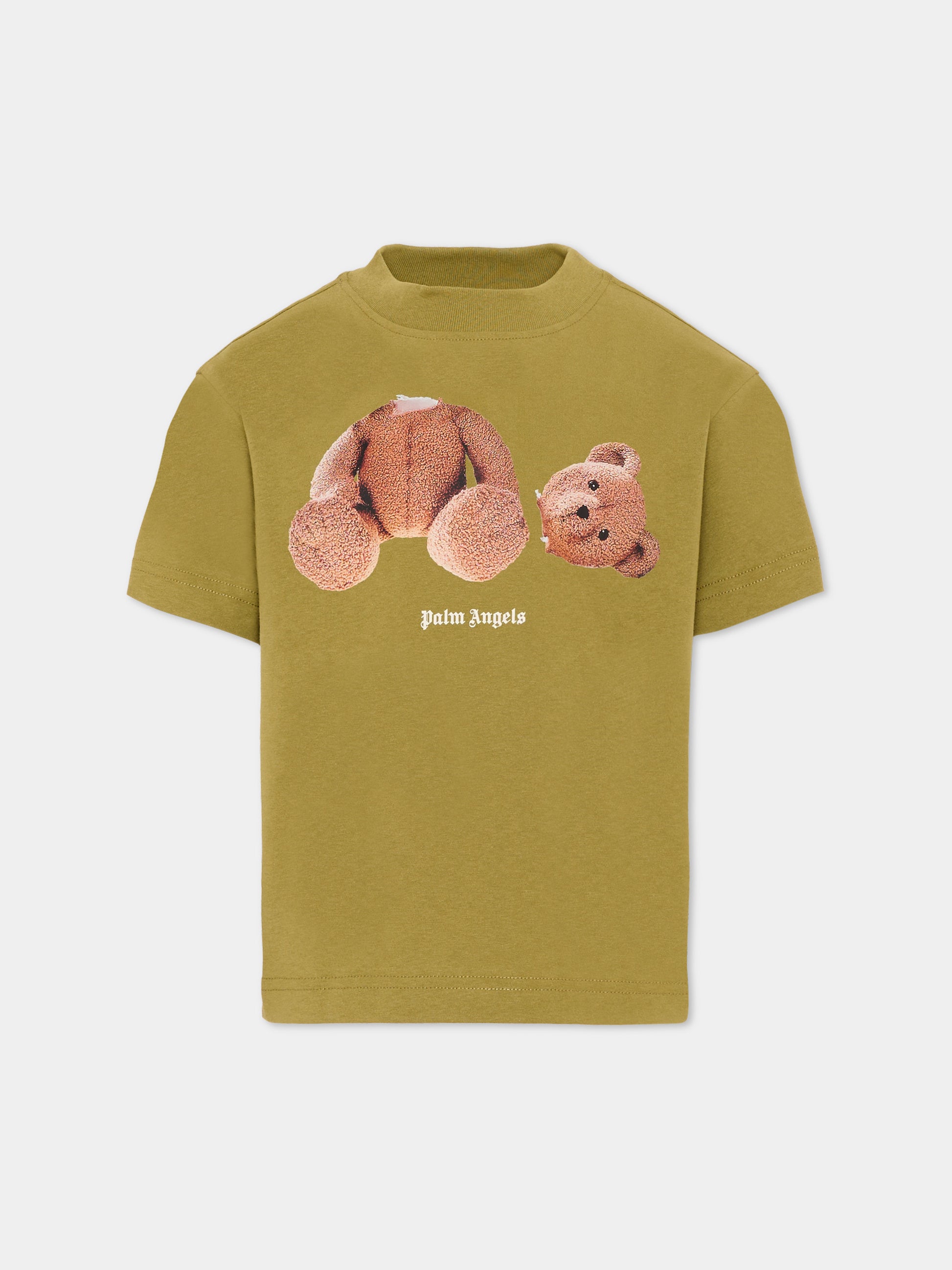 T-shirt verde per bambini con Teddy Bear,Palm Angels,F6PAJBTH061 1529