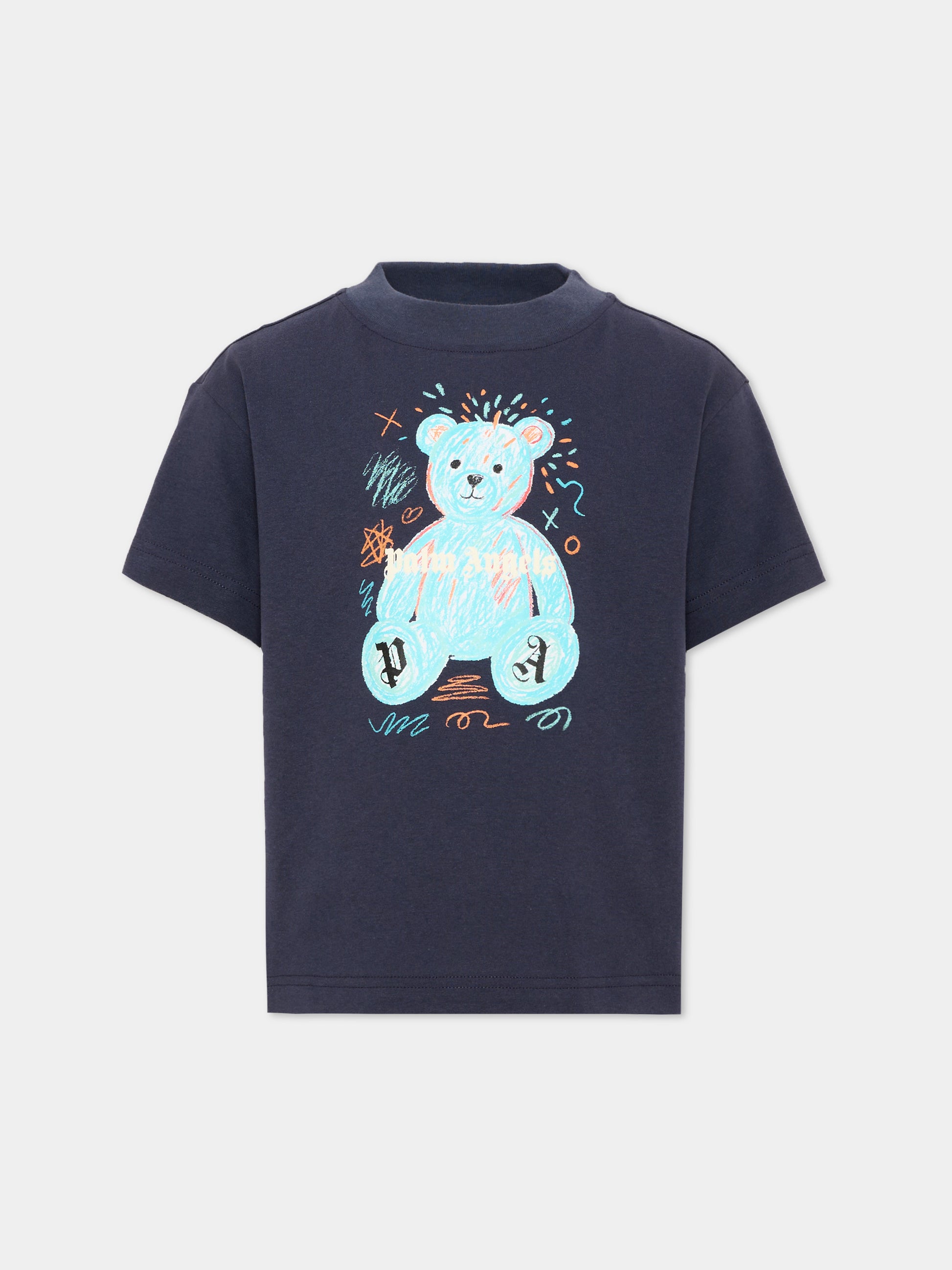T-shirt blu per bambino con Teddy Bear,Palm Angels,F6PAJBTH103 1528