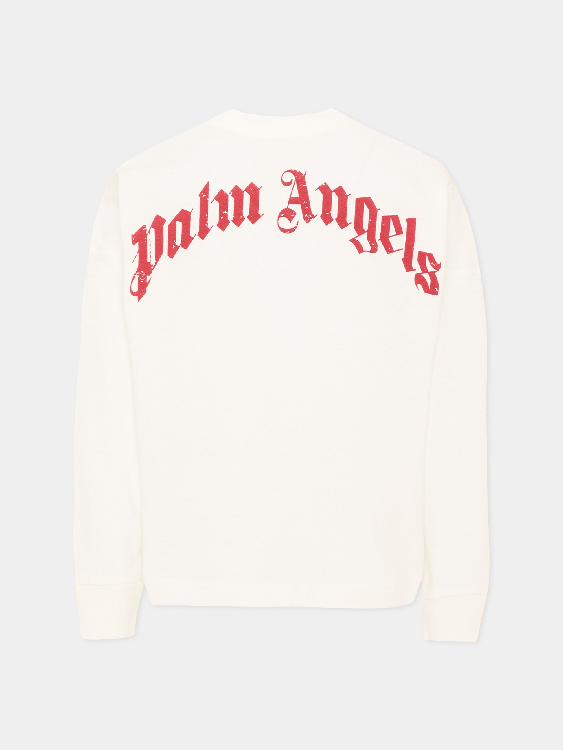 T-shirt avorio per bambini con logo,Palm Angels,F6PAJBTH141 412