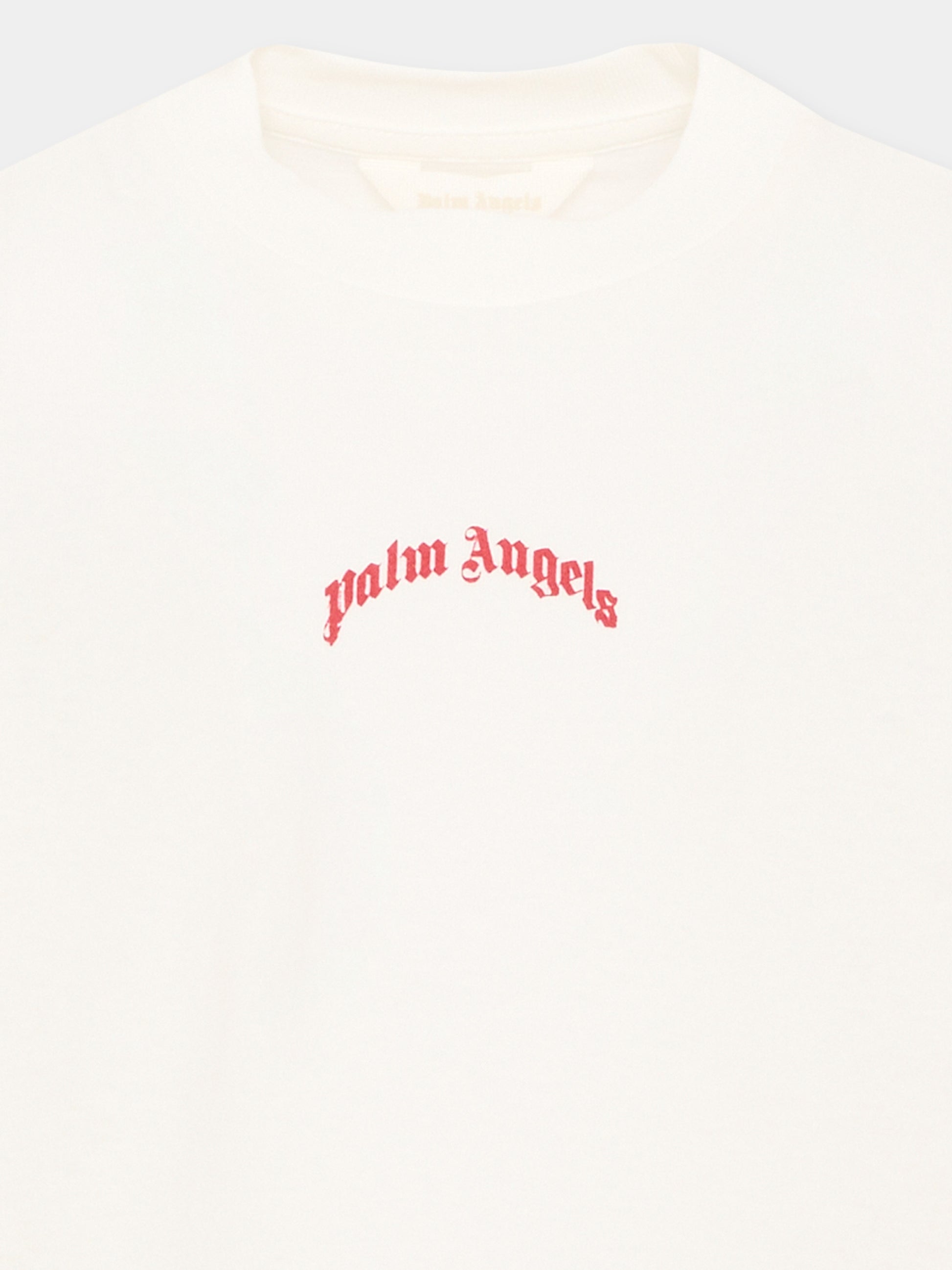 T-shirt avorio per bambini con logo,Palm Angels,F6PAJBTH141 412